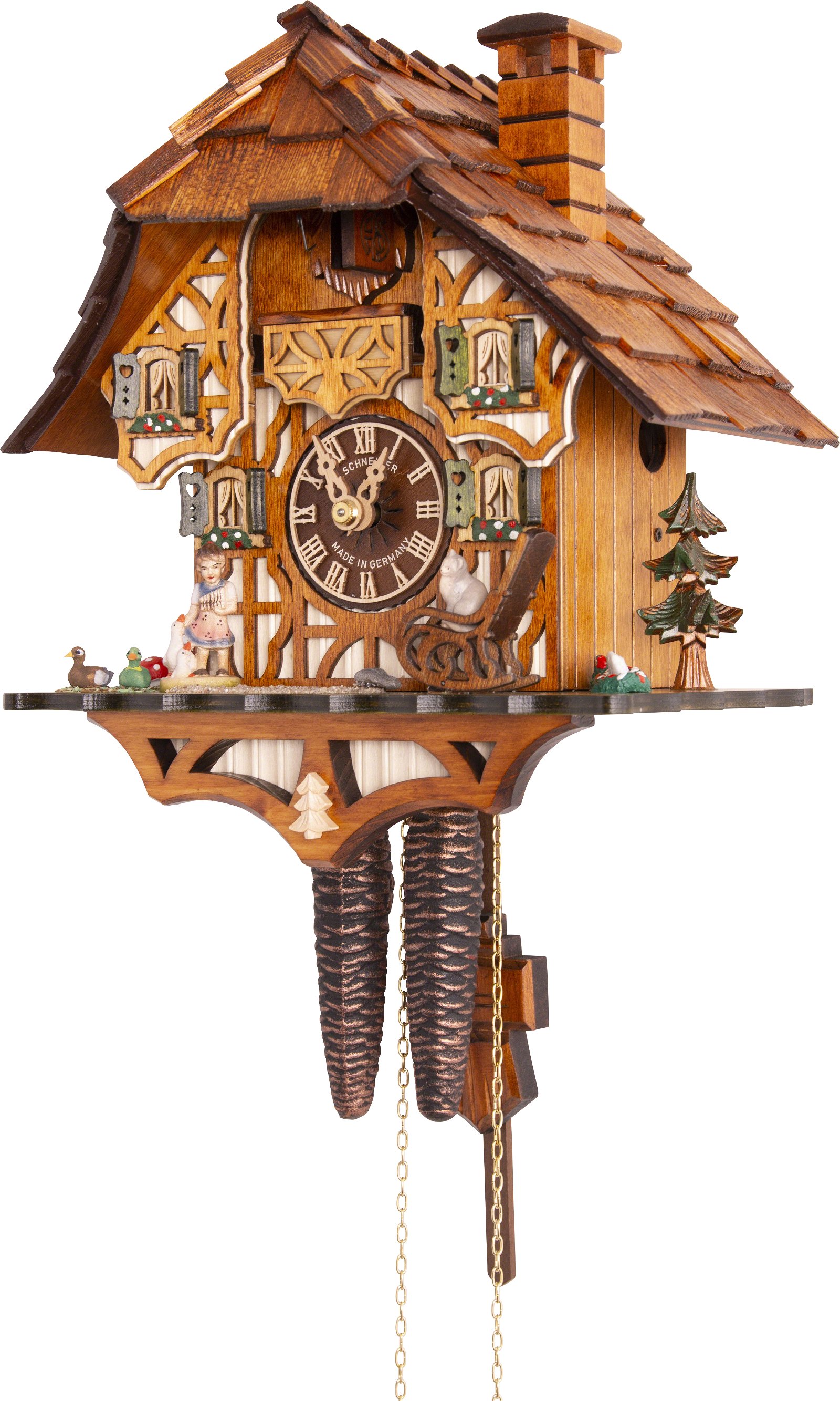 Kuckucksuhr Chalet-Stil 1-Tag-Uhrwerk 30cm von Anton Schneider