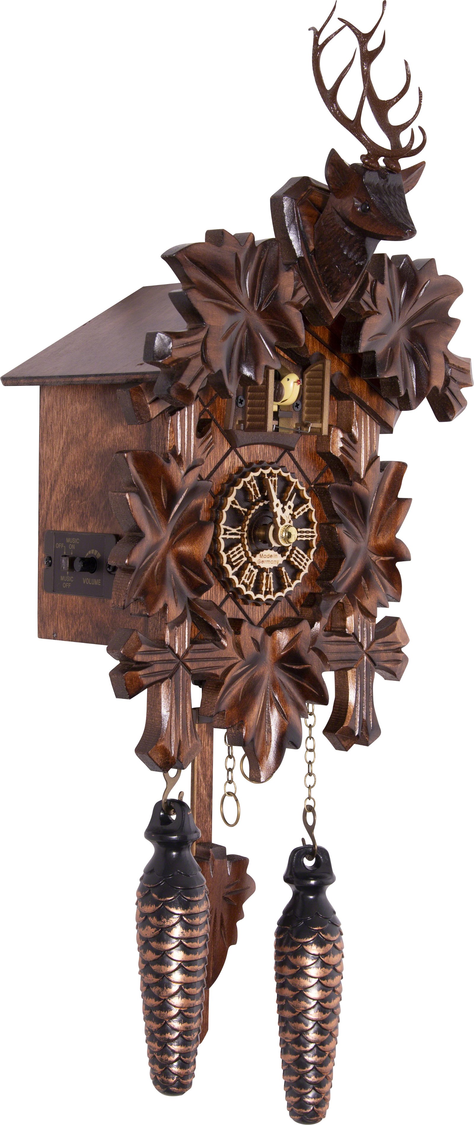 Reloj de cuco estilo “Madera tallada” de cuarzo 23cm de Trenkle Uhren