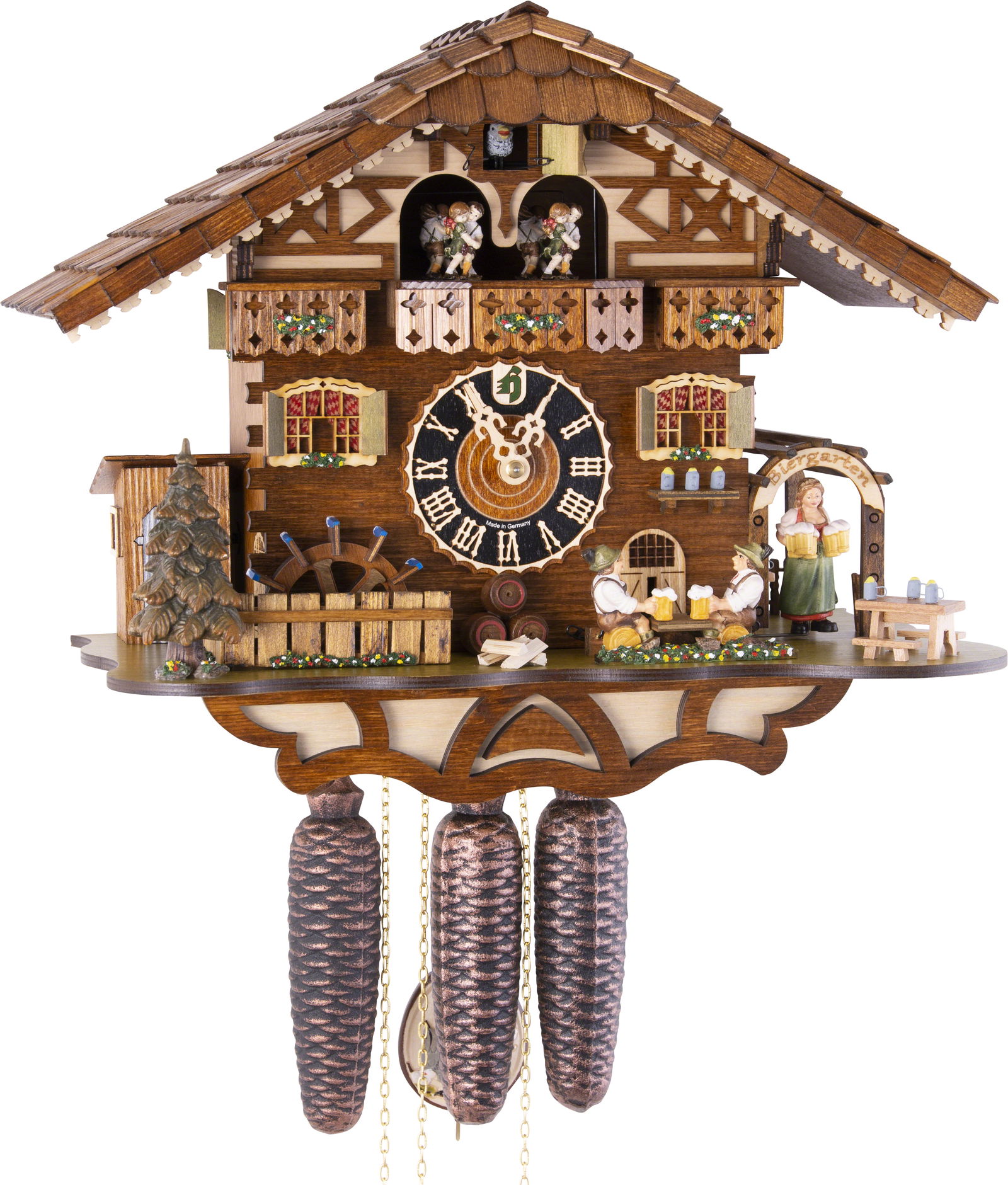 Kuckucksuhr Biergarten Bergblick - 8-Tage Chalet 36cm - Hönes