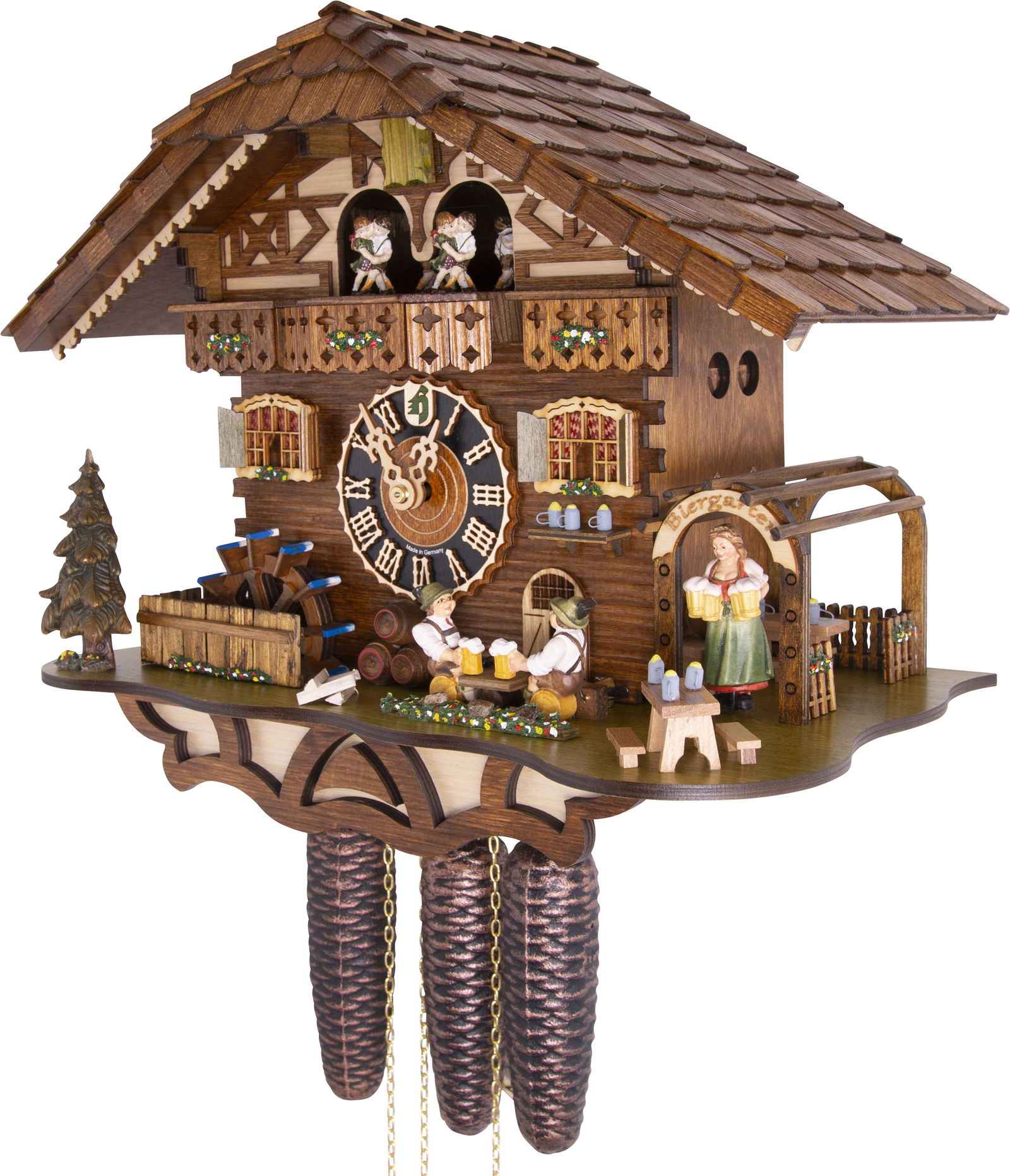 Kuckucksuhr Biergarten Bergblick - 8-Tage Chalet 36cm - Hönes