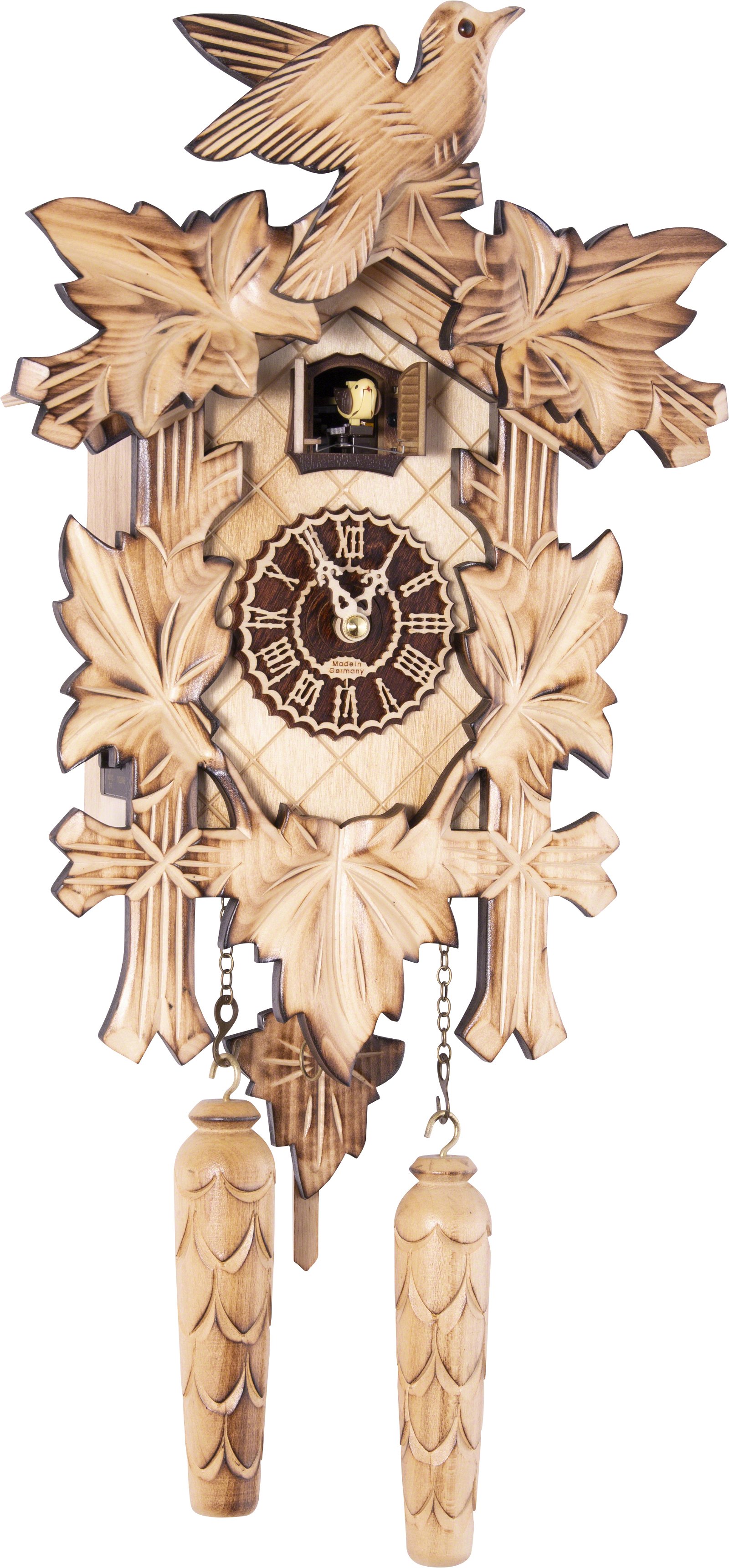 Cuckoo Clock Carved Style Quartz Movement 36cm by Trenkle Uhren