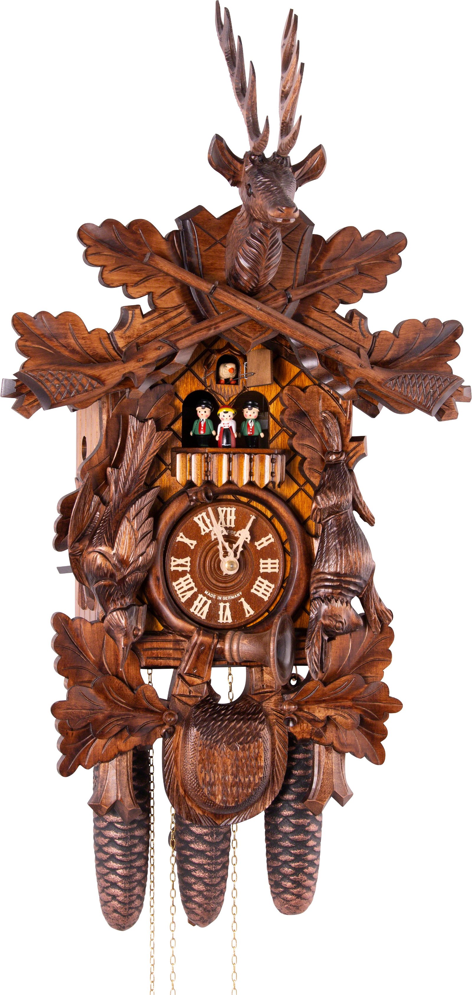 Reloj de cuco estilo “Madera tallada” movimiento mecánico de 8 días 60cm de Anton Schneider