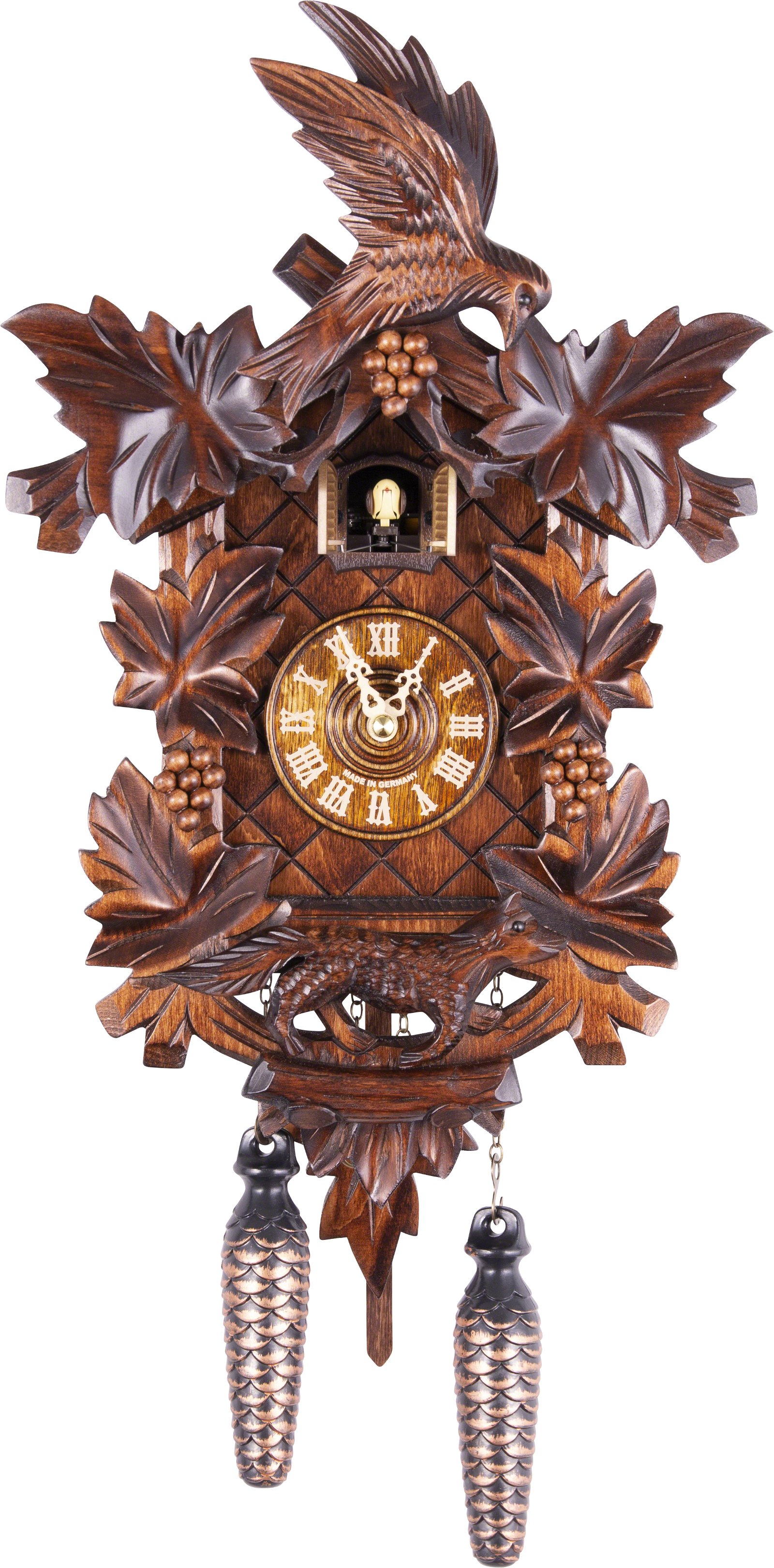 Kuckucksuhr geschnitzt Quarz-Uhrwerk 40cm von Trenkle Uhren