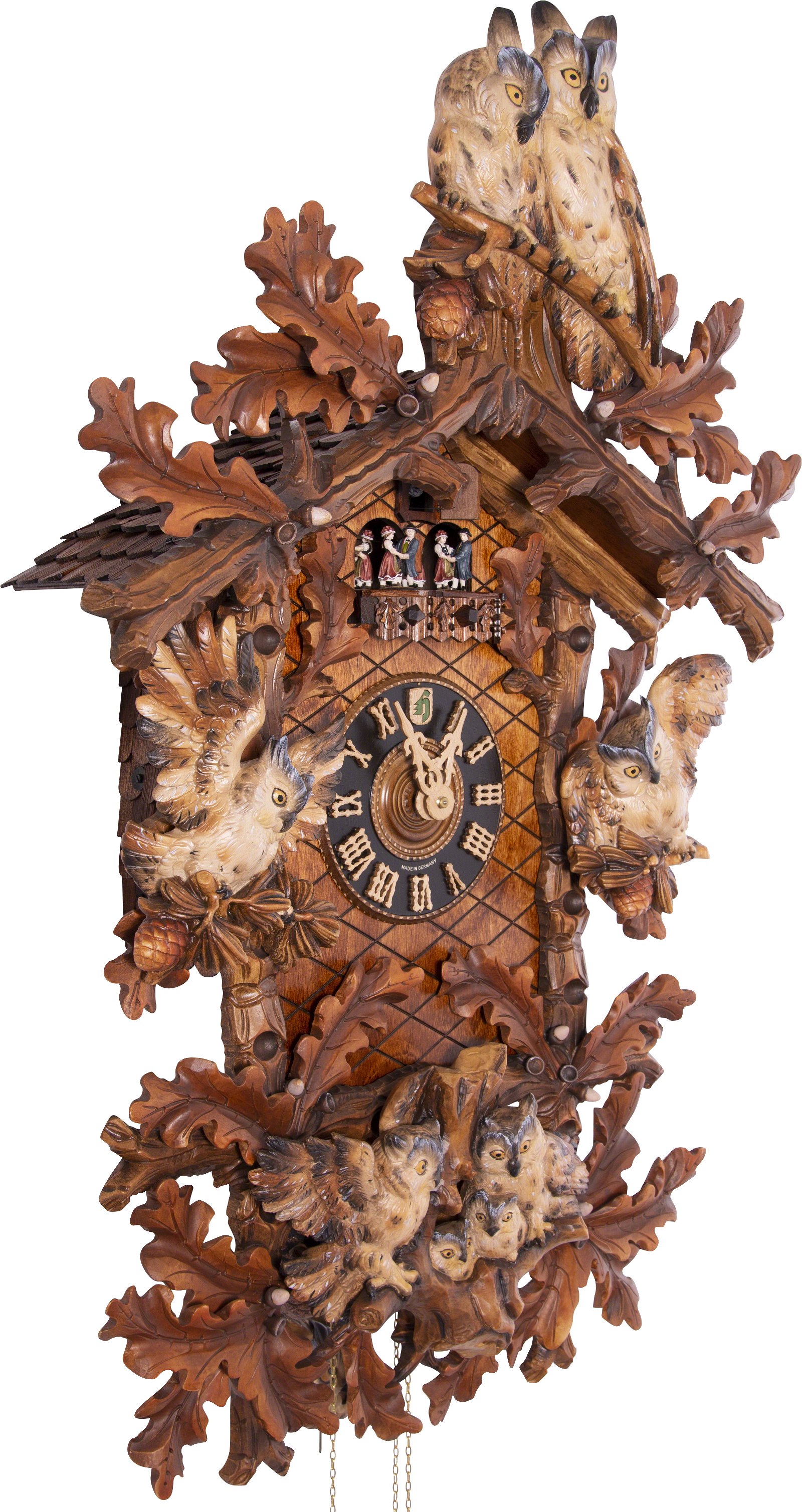 Reloj de cuco estilo “Madera tallada” movimiento mecánico de 8 días 87cm de Hönes