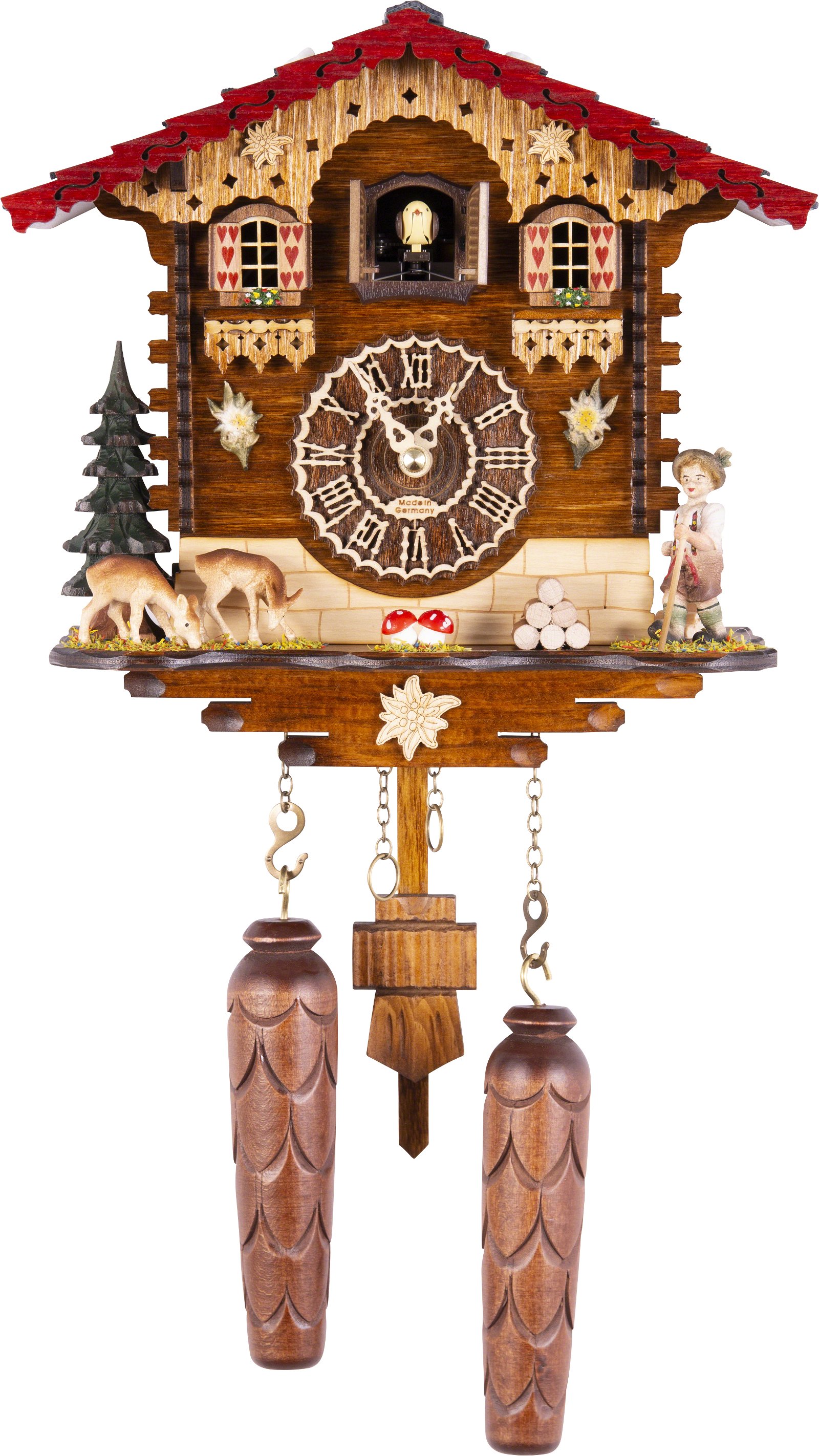 Reloj de cuco estilo “Chalet” de cuarzo 25cm de Trenkle Uhren