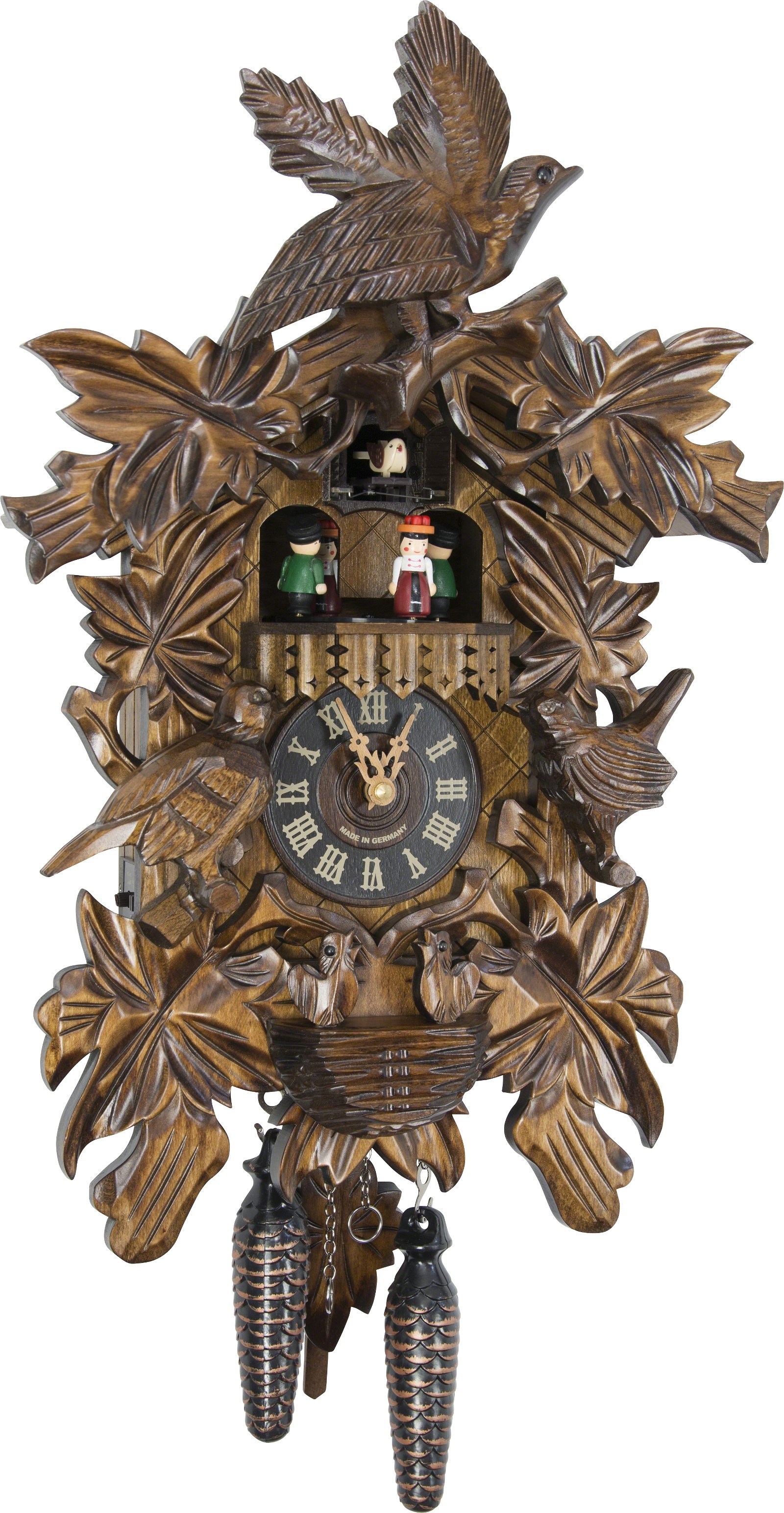 Kuckucksuhr geschnitzt Quarz-Uhrwerk 45cm von Engstler