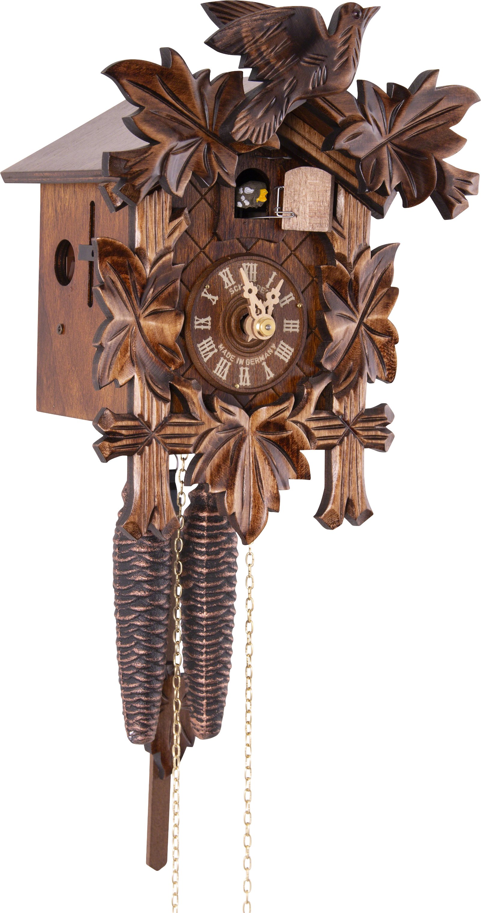 Reloj de cuco estilo “Madera tallada” movimiento mecánico de 1 día 23cm de Anton Schneider