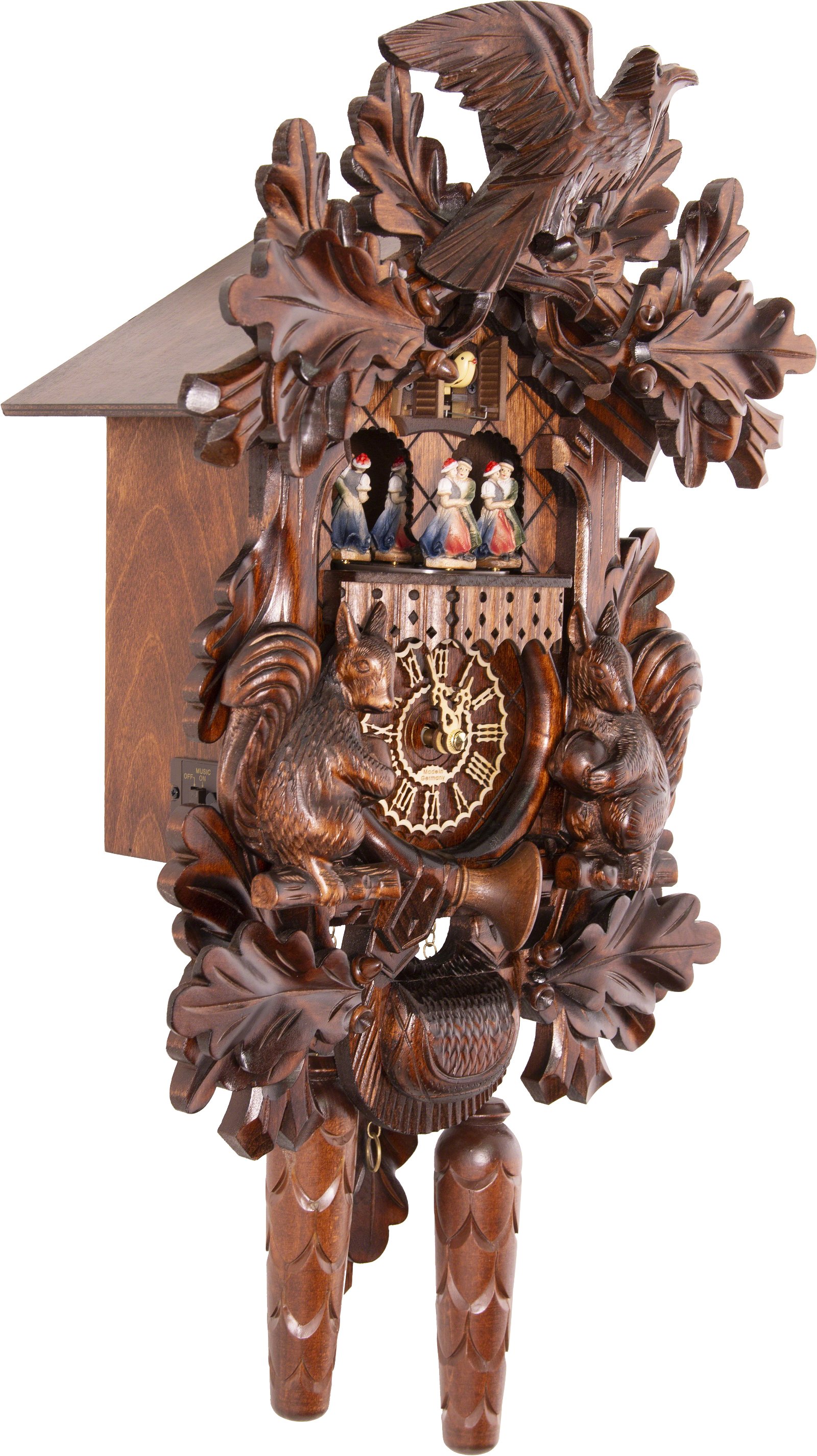 Reloj de cuco estilo “Madera tallada” de cuarzo 44cm de Trenkle Uhren