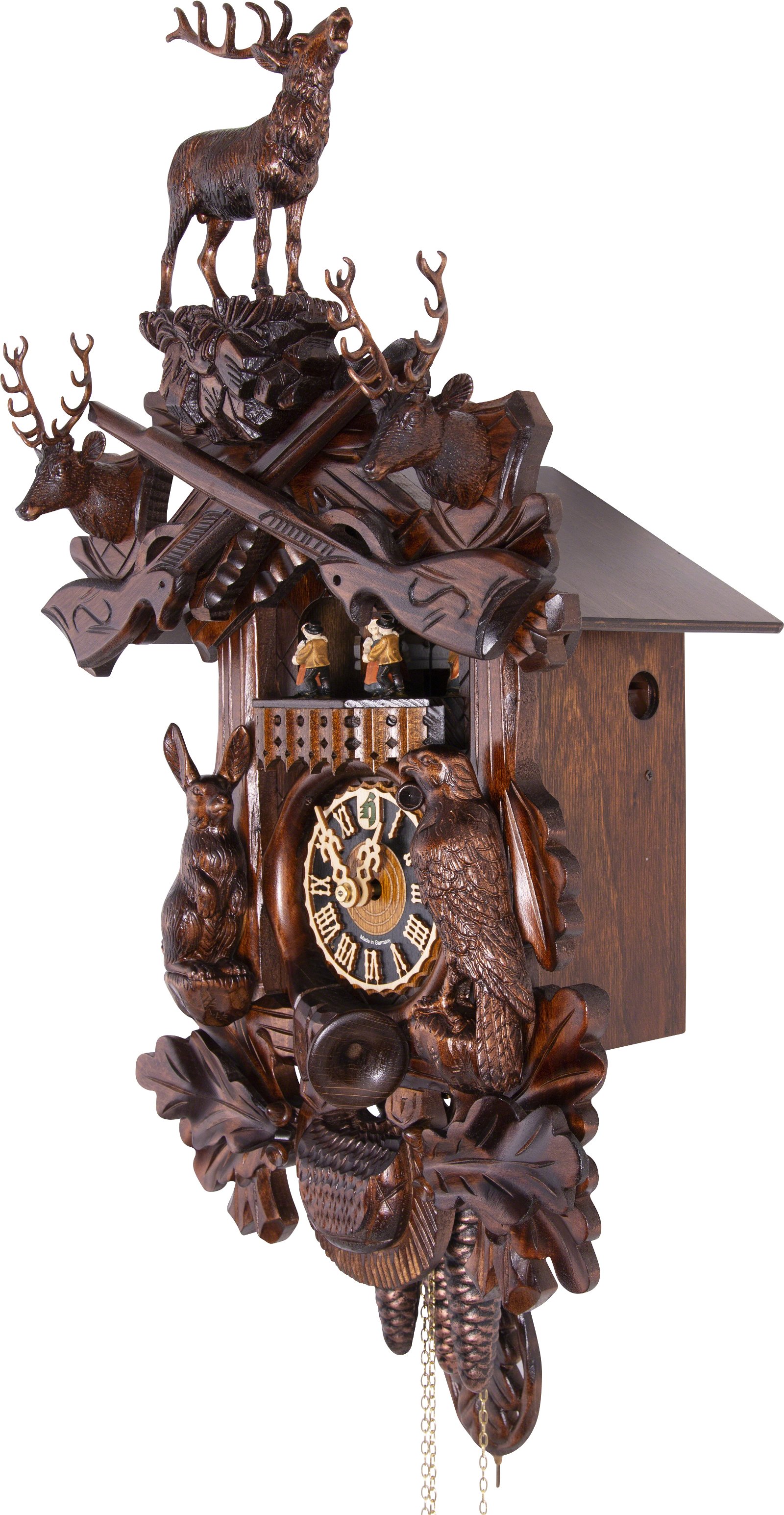 Reloj de cuco estilo “Madera tallada” movimiento mecánico de 1 día 50cm de Hönes