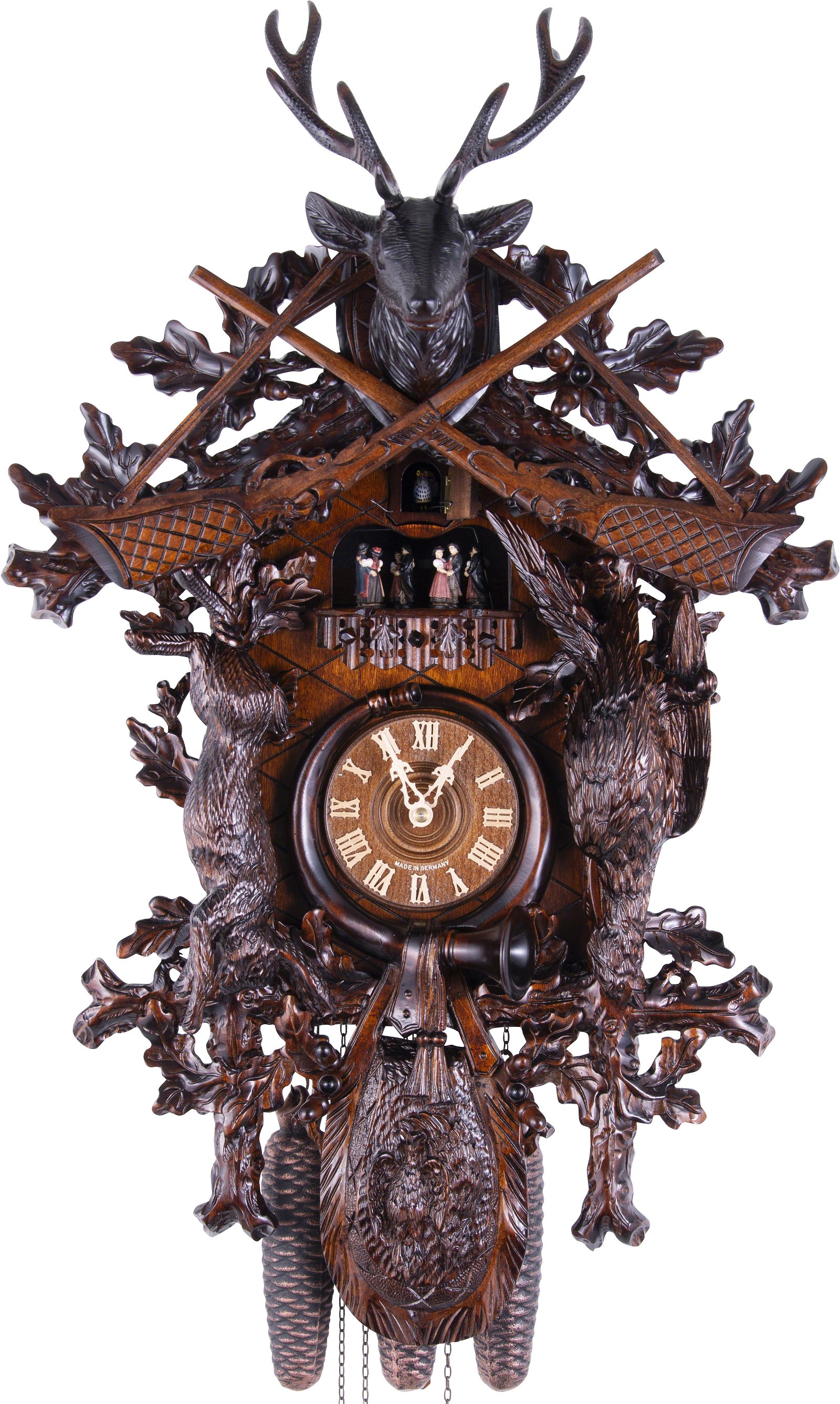 Reloj de cuco estilo “Madera tallada” movimiento mecánico de 8 días 67cm de August Schwer