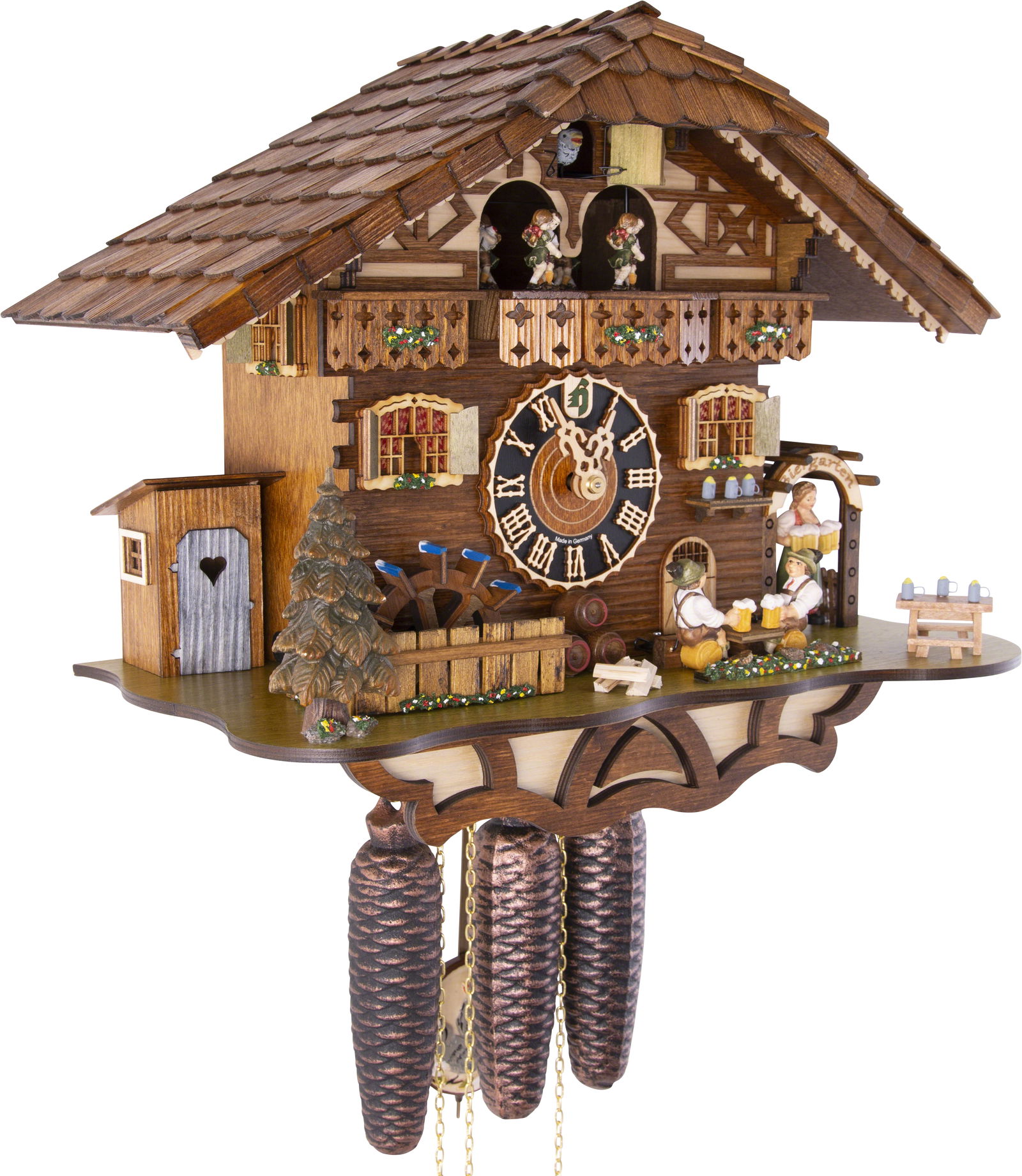 Kuckucksuhr Biergarten Bergblick - 8-Tage Chalet 36cm - Hönes