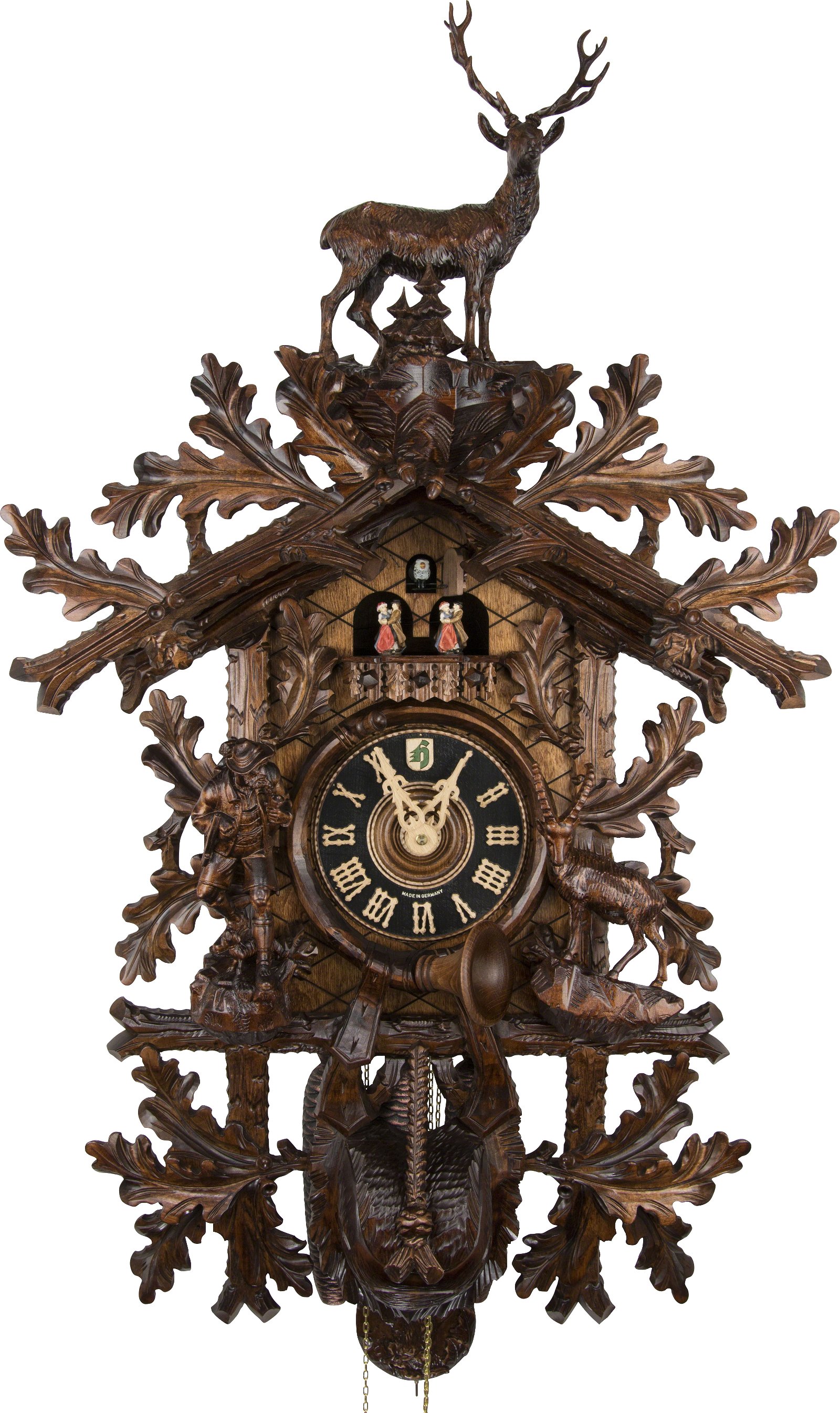 Reloj de cuco estilo “Madera tallada” movimiento mecánico de 8 días 95cm de Hönes