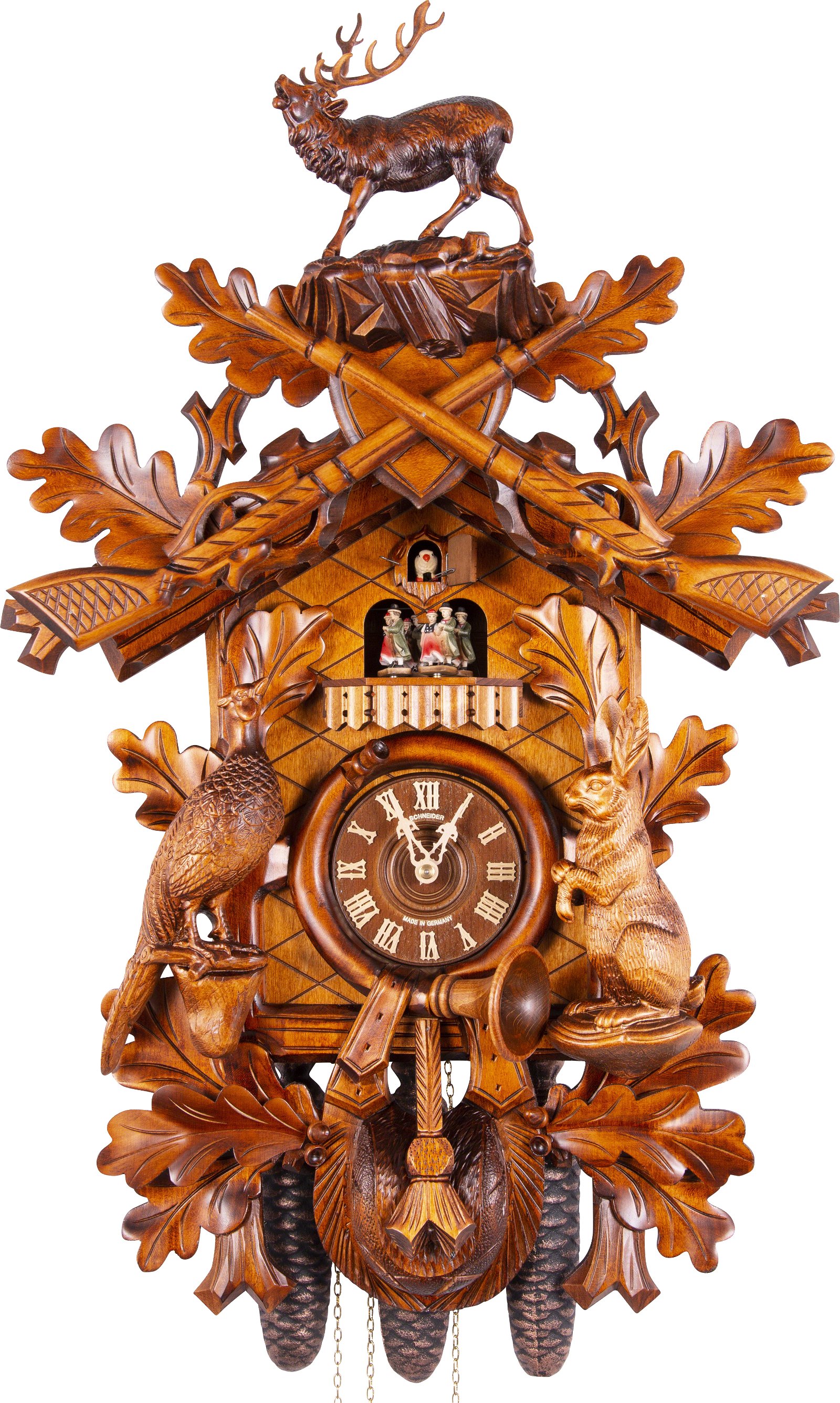 Reloj de cuco estilo “Madera tallada” movimiento mecánico de 8 días 75cm de Anton Schneider