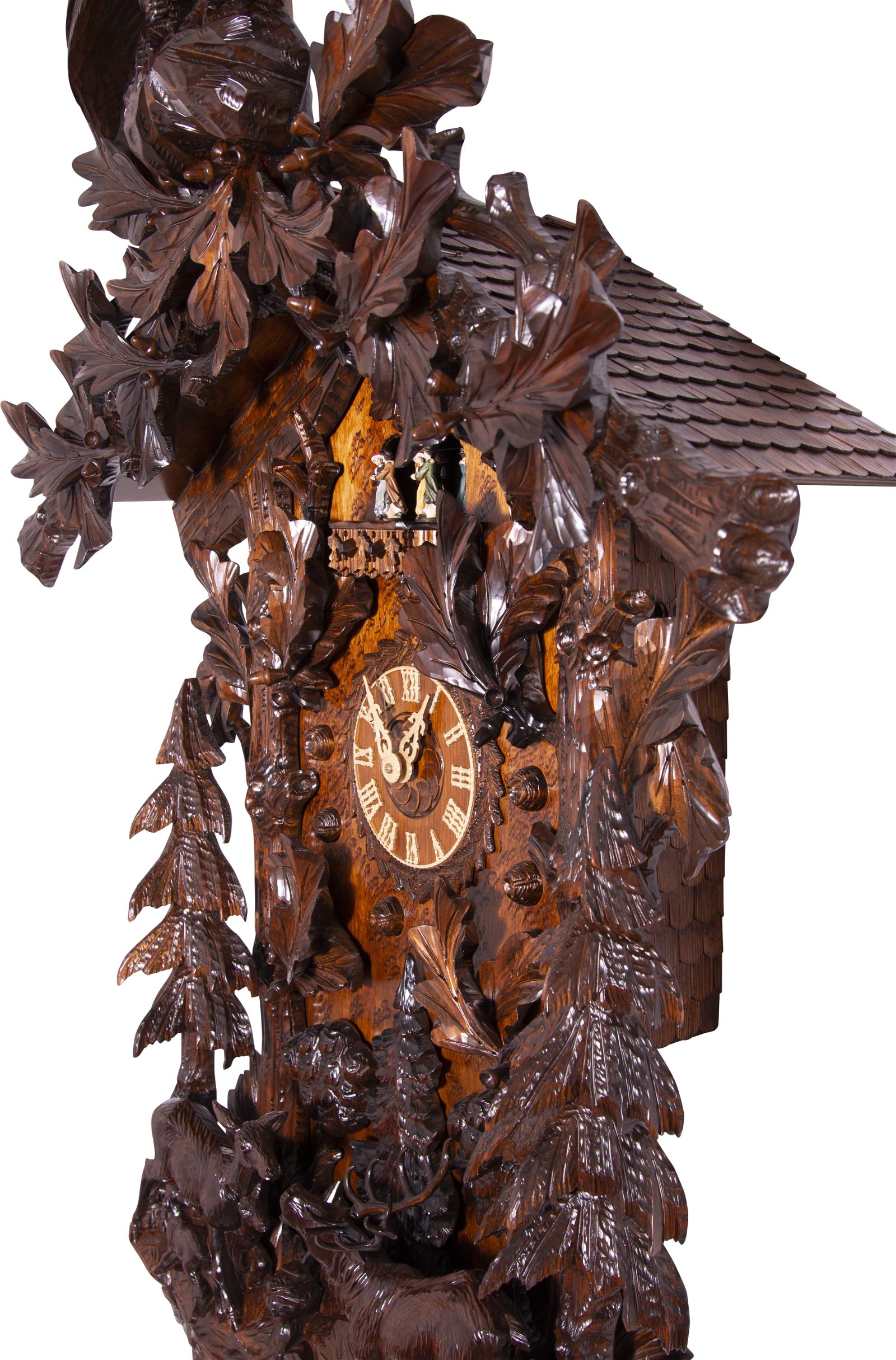 Reloj de cuco estilo “Madera tallada” movimiento mecánico de 8 días 160cm de Hönes