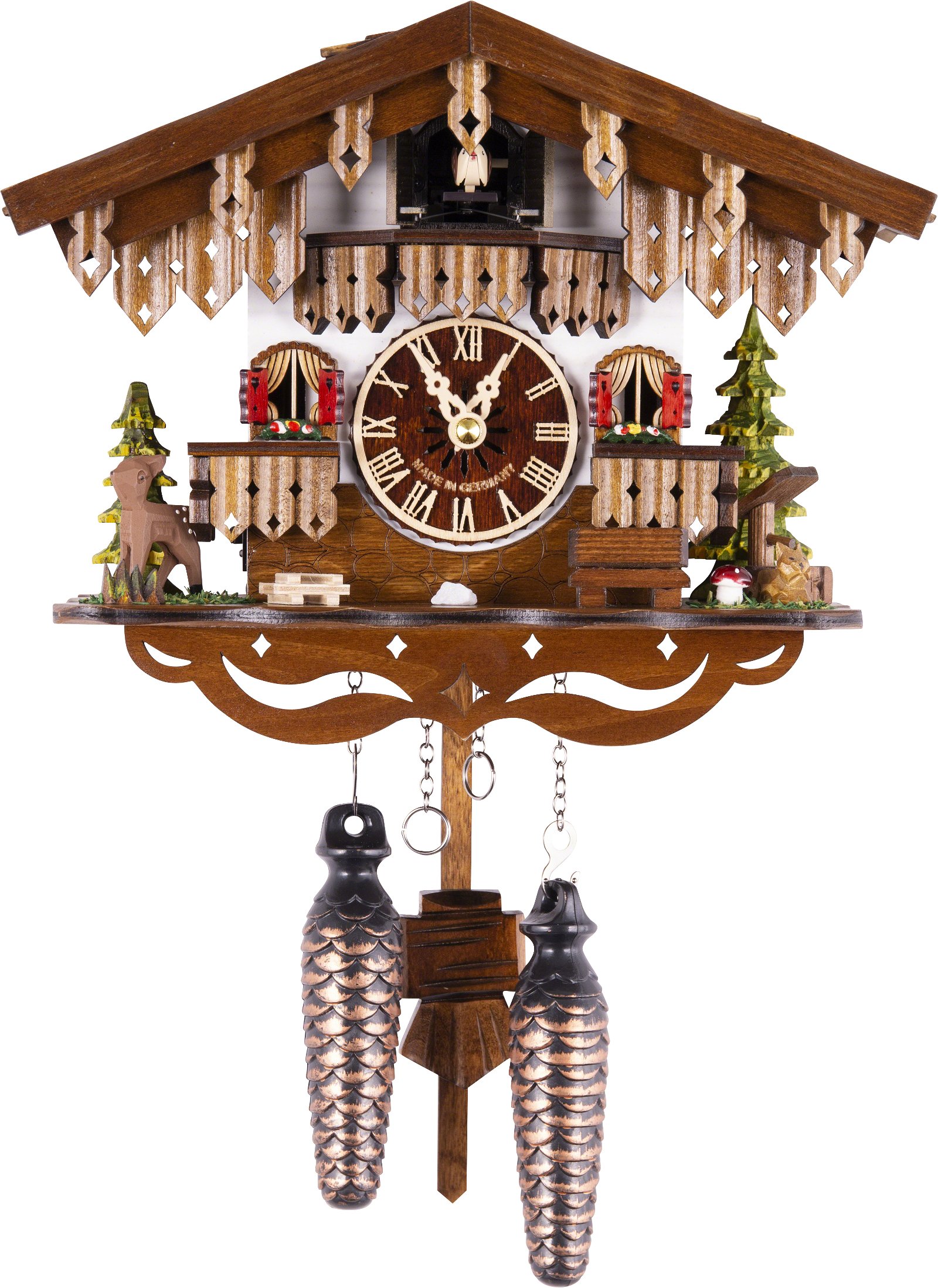Kuckucksuhr Chalet-Stil Quarz-Uhrwerk 22cm von Engstler