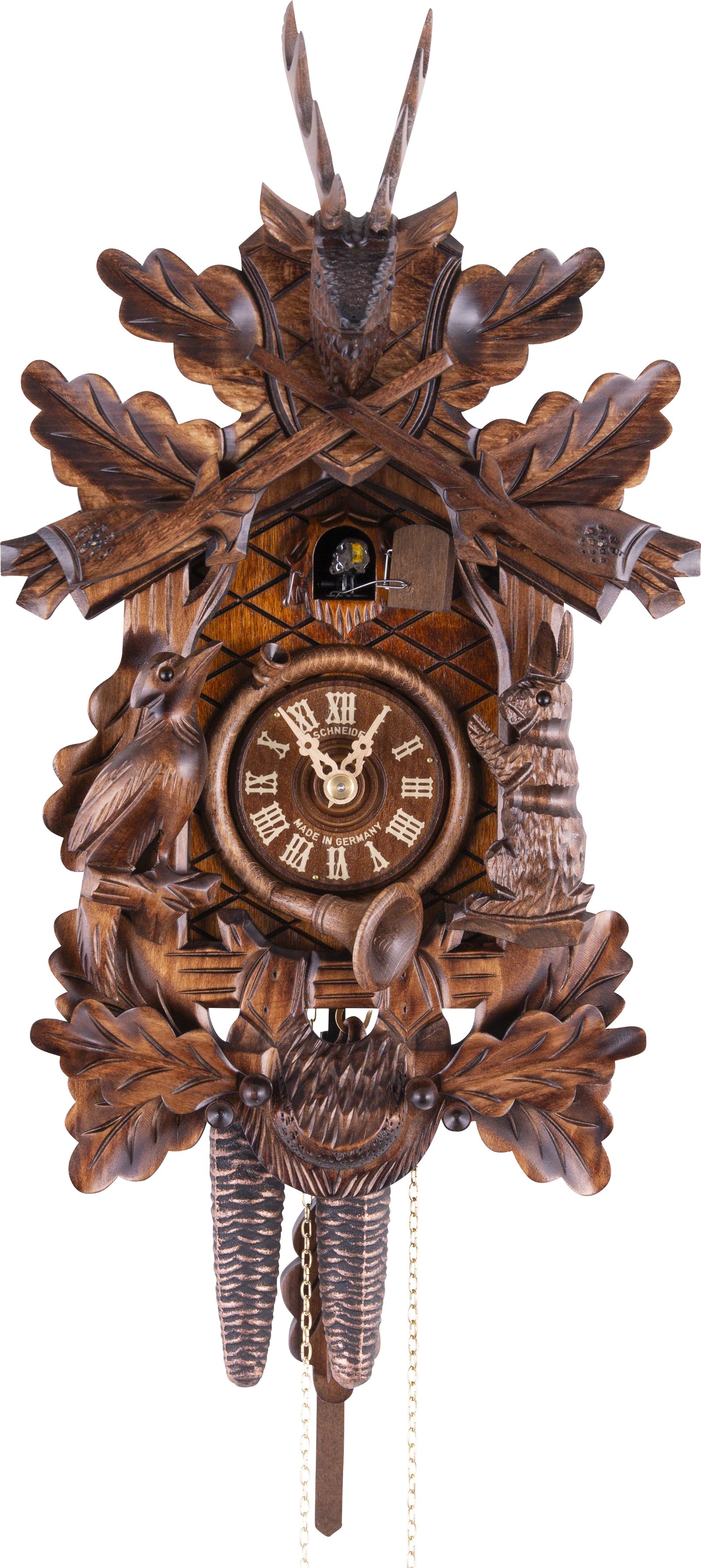 Reloj de cuco estilo “Madera tallada” movimiento mecánico de 1 día 40cm de Anton Schneider