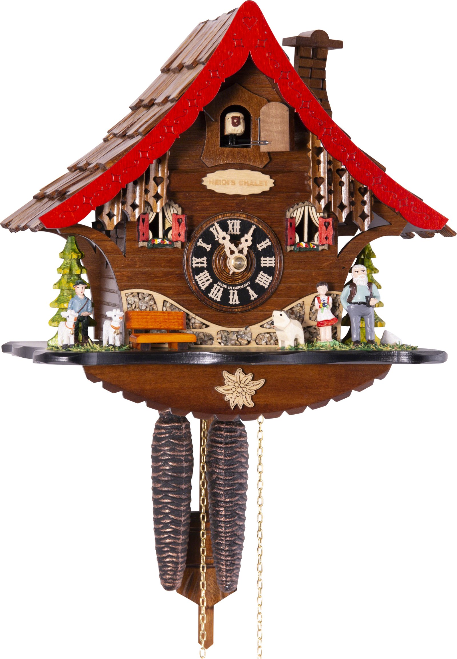 Kuckucksuhr Chalet-Stil 1-Tag-Uhrwerk 25cm von Engstler