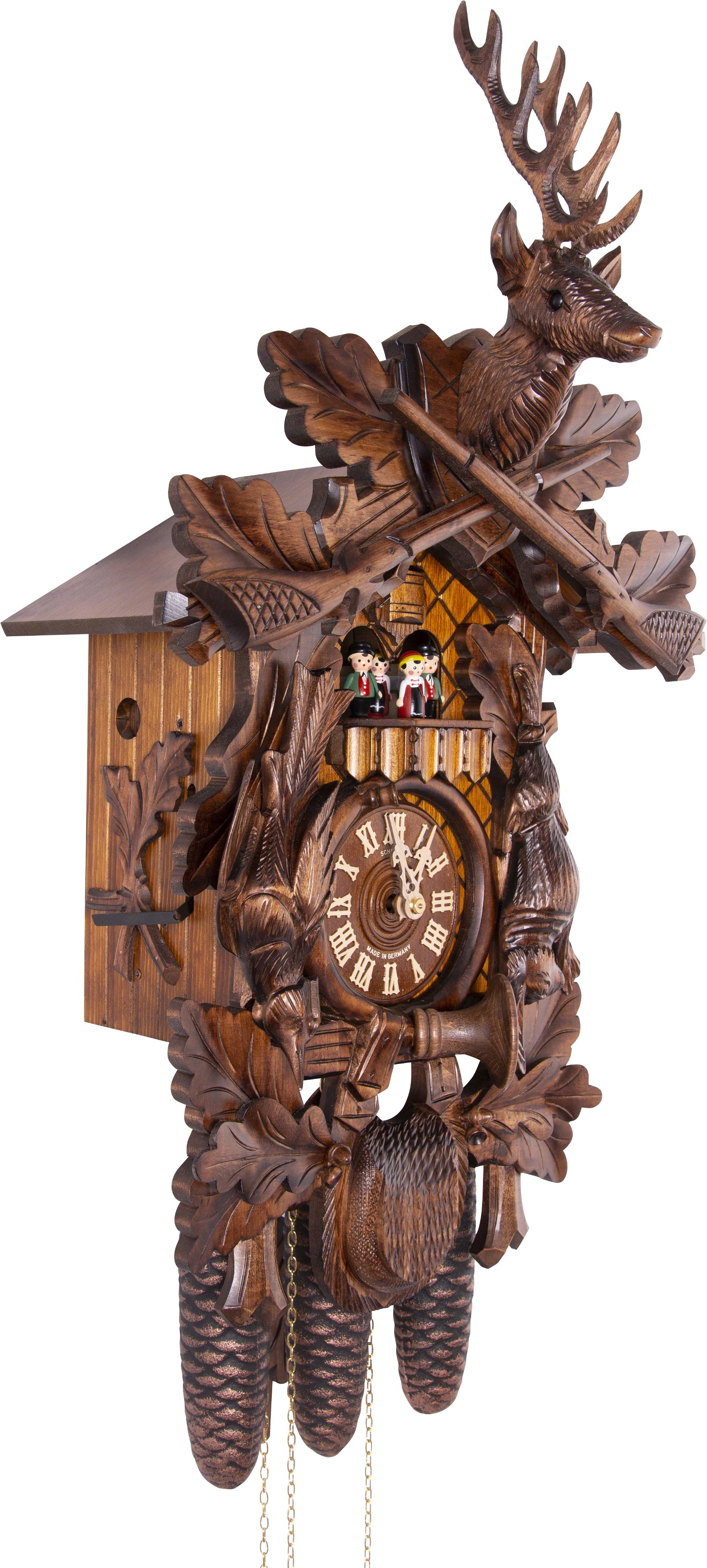 Reloj de cuco estilo “Madera tallada” movimiento mecánico de 8 días 60cm de Anton Schneider