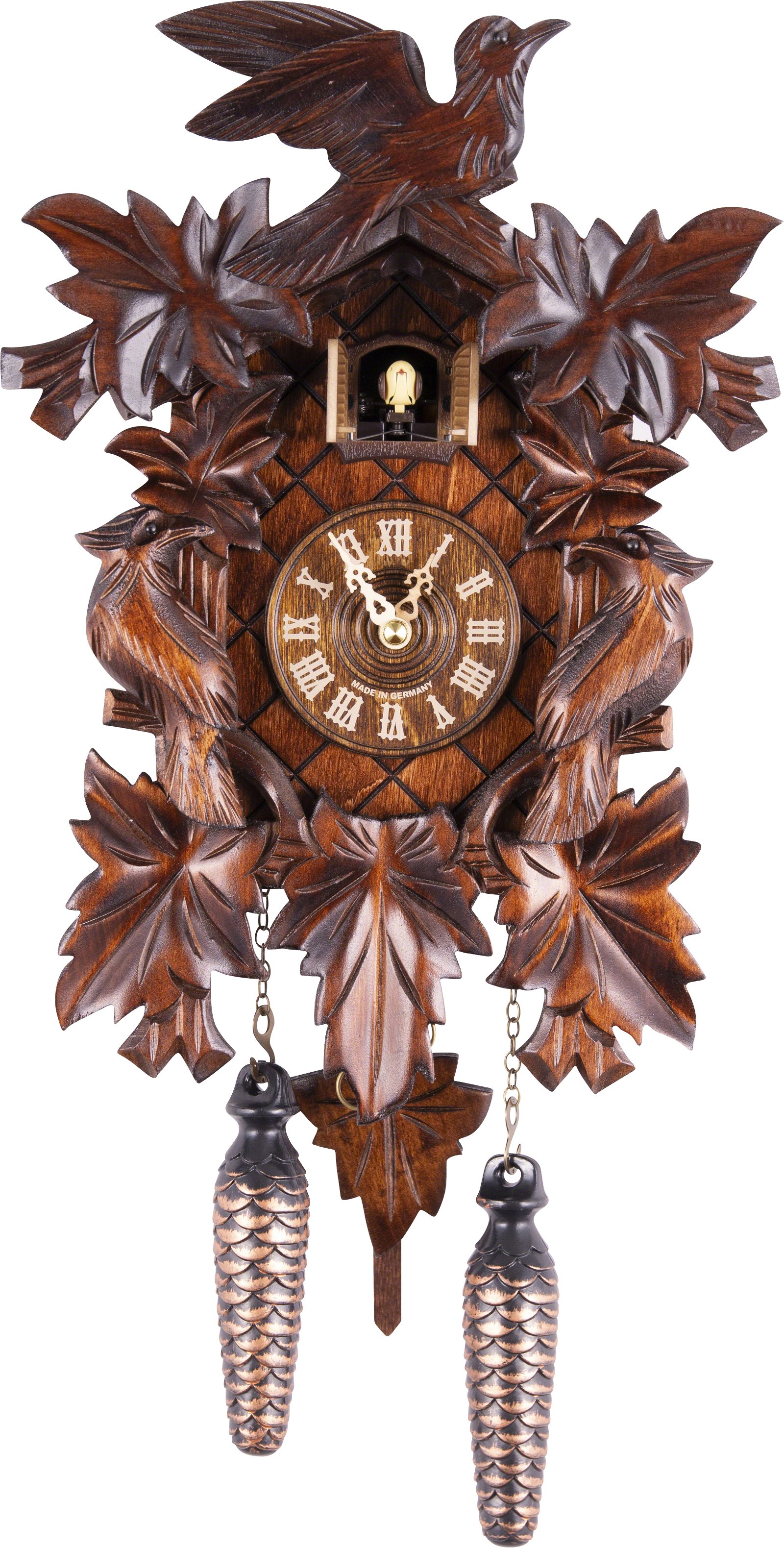 Kuckucksuhr geschnitzt Quarz-Uhrwerk 36cm von Trenkle Uhren