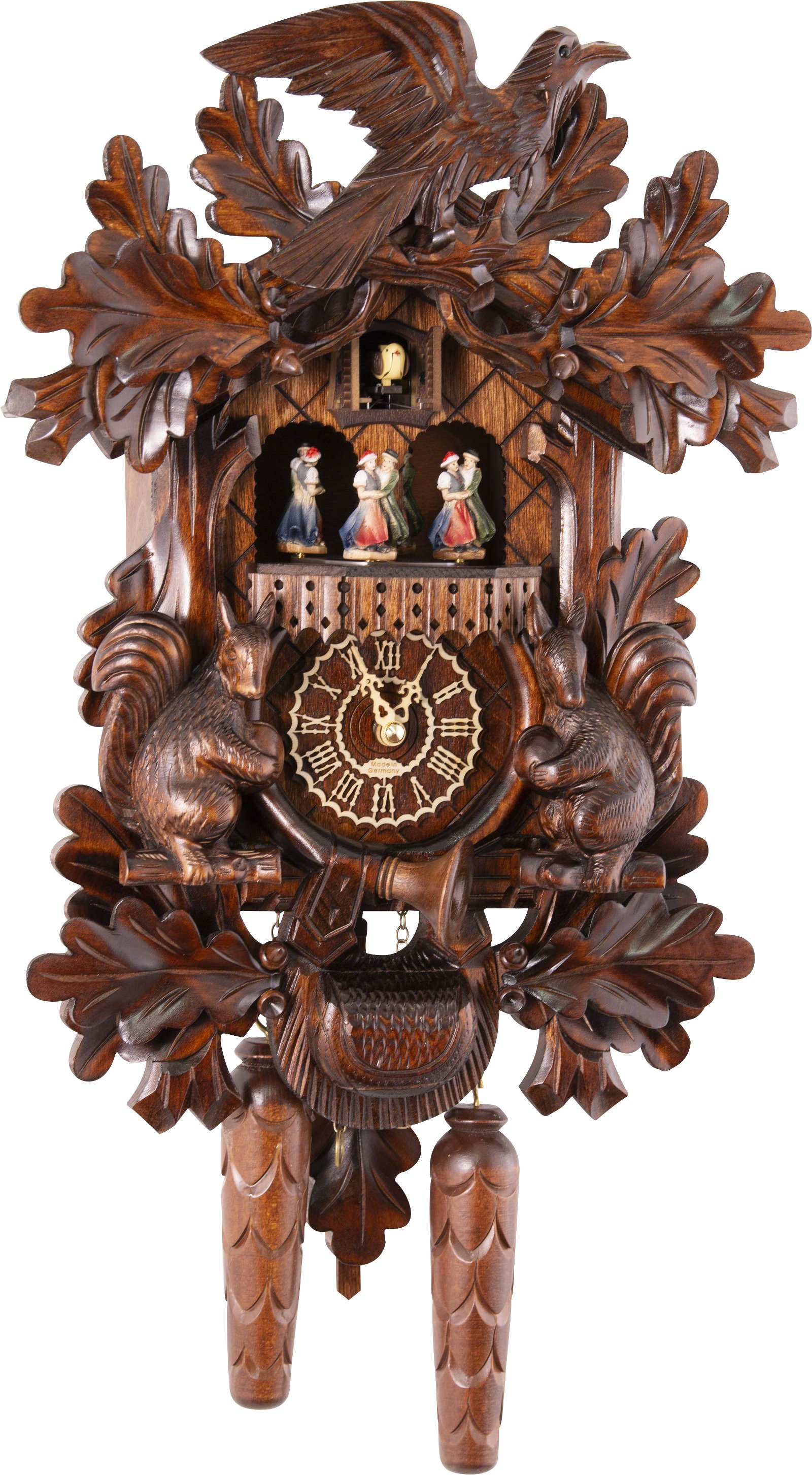 Reloj de cuco estilo “Madera tallada” de cuarzo 44cm de Trenkle Uhren
