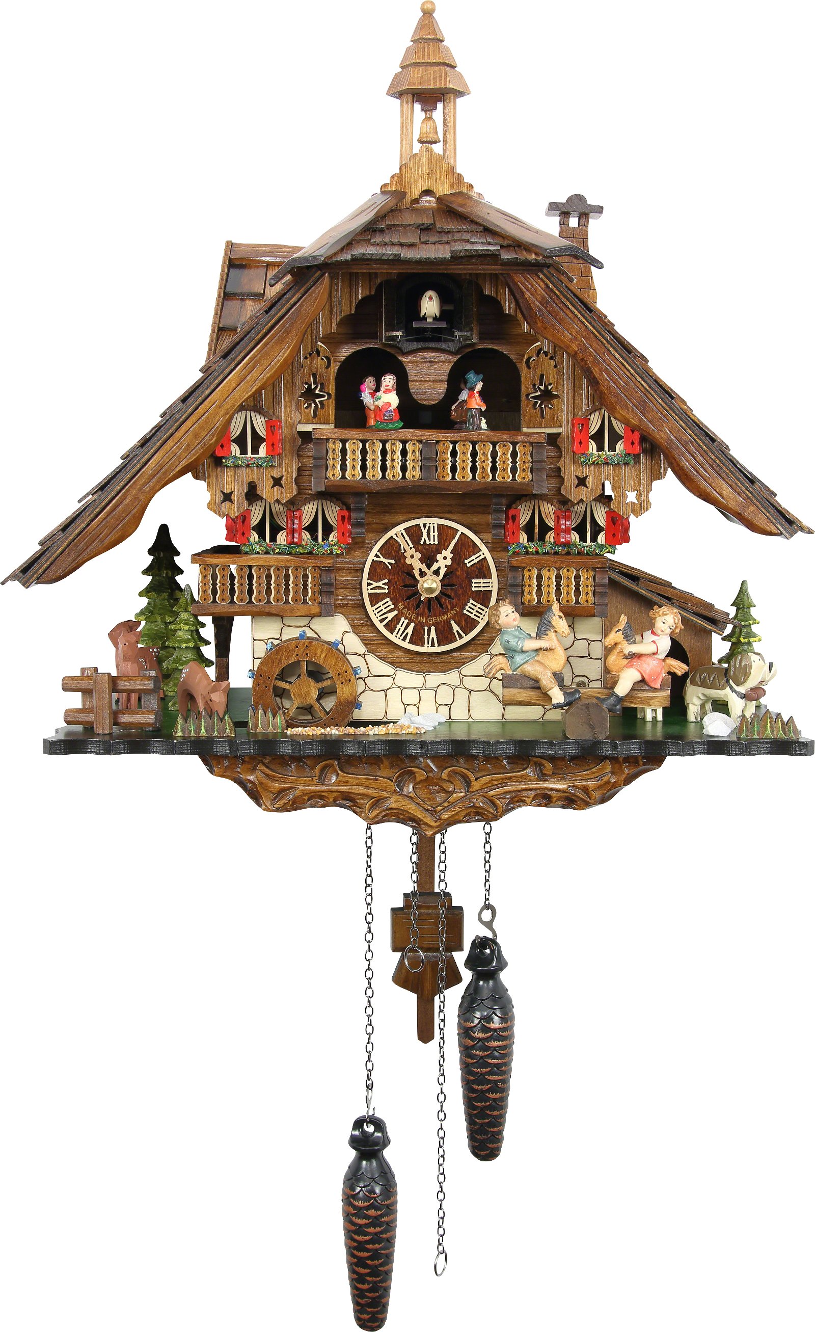 Kuckucksuhr Chalet-Stil Quarz-Uhrwerk 42cm von Schwarzwald-Palast
