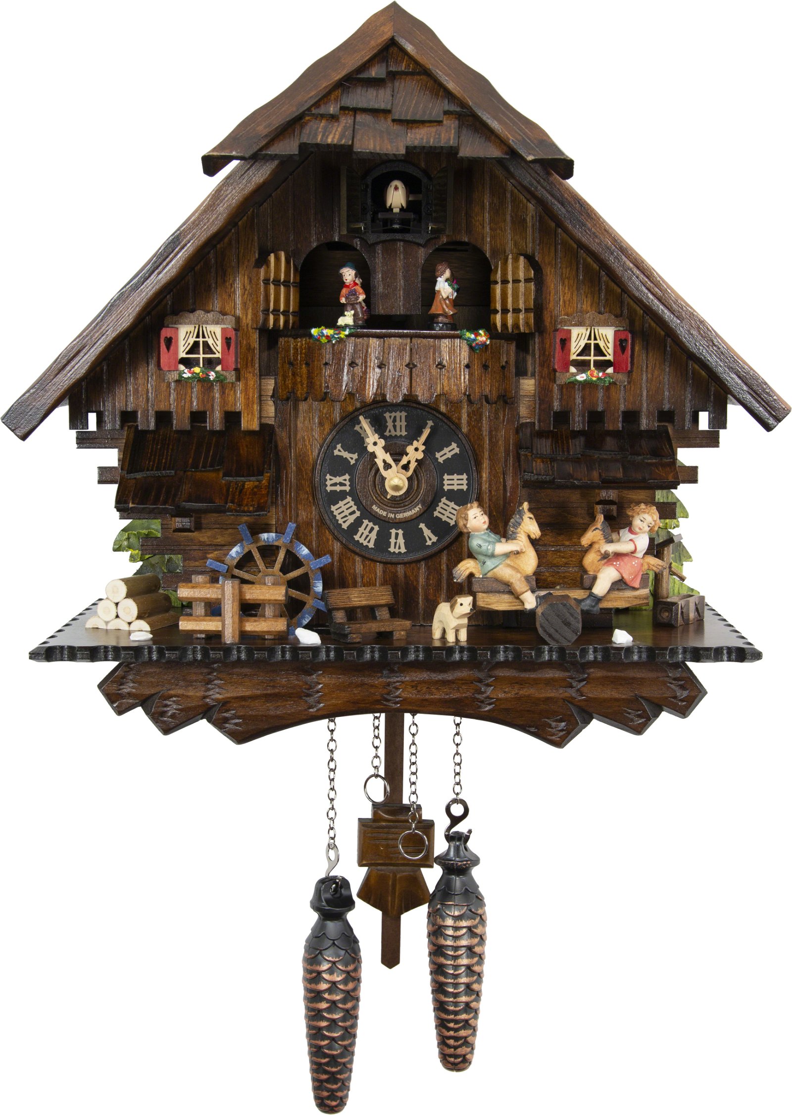 Kuckucksuhr Chalet-Stil Quarz-Uhrwerk 36cm von Engstler