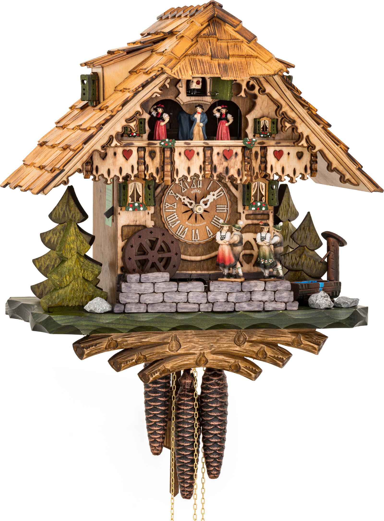 Orologio cucu chalet meccanismo giornaliero 38cm di Hekas
