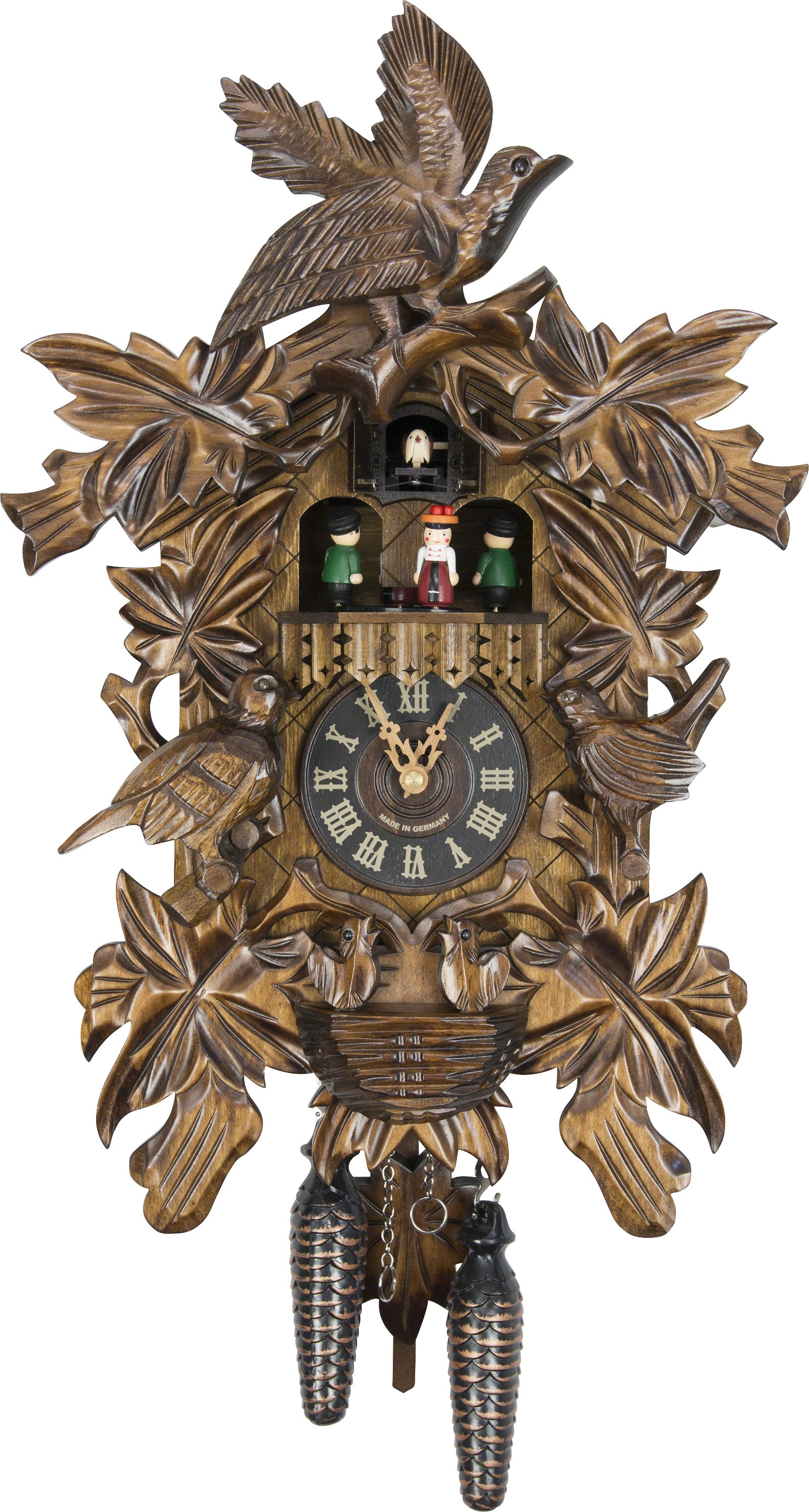 Reloj de cuco estilo “Madera tallada” de cuarzo 45cm de Engstler