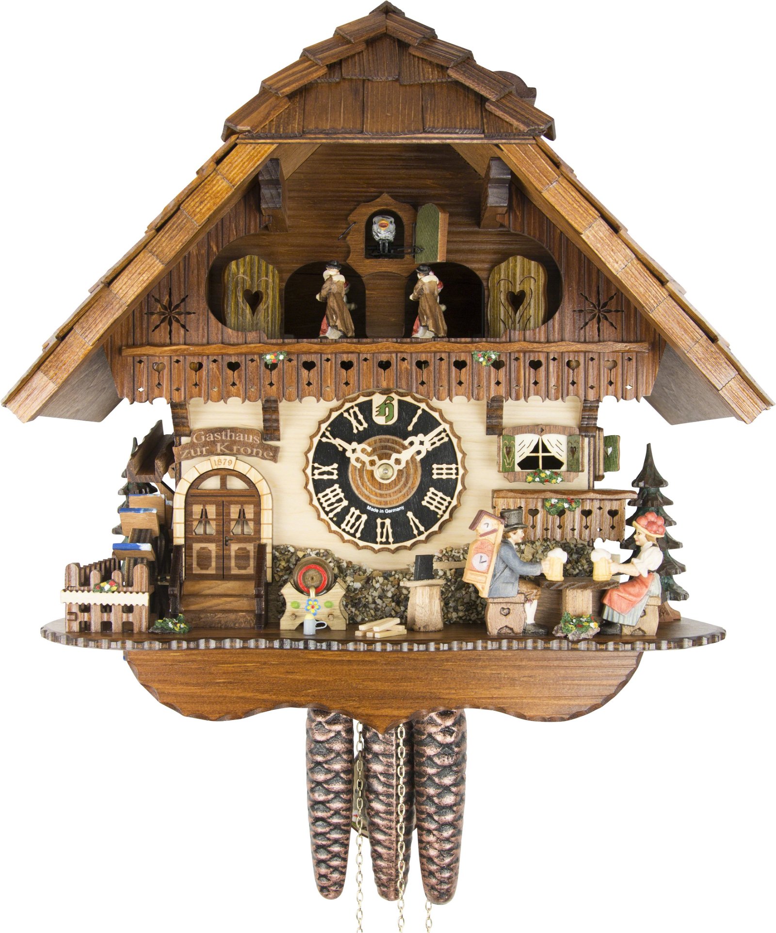 Kuckucksuhr Chalet-Stil 1-Tag-Uhrwerk 35cm von Hönes