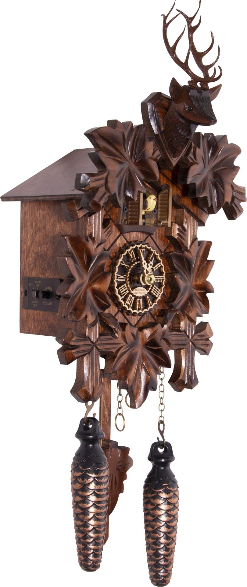 Cuckoo Clock Carved Style Quartz Movement 23cm by Trenkle Uhren