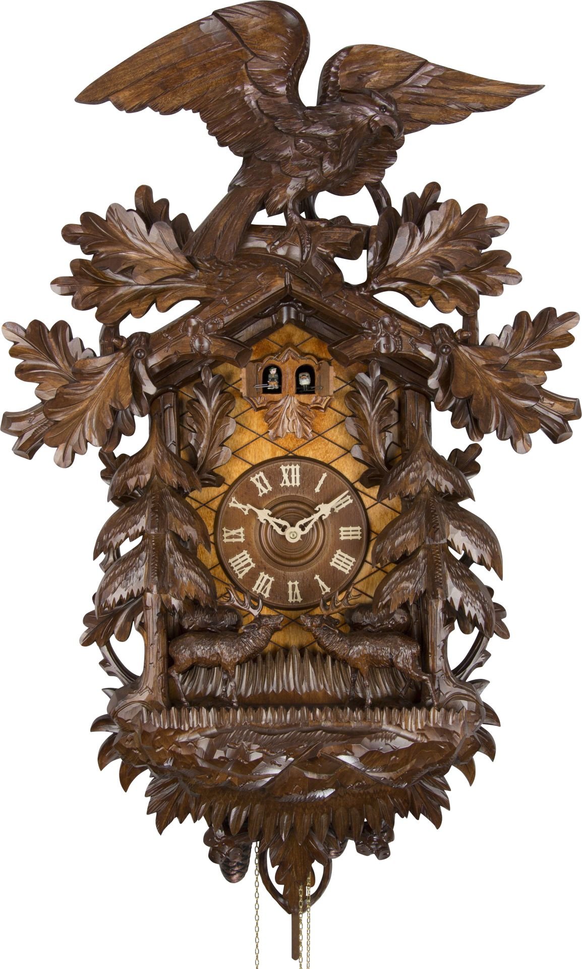 Reloj de cuco estilo “Madera tallada” movimiento mecánico de 8 días 87cm de Rombach & Haas