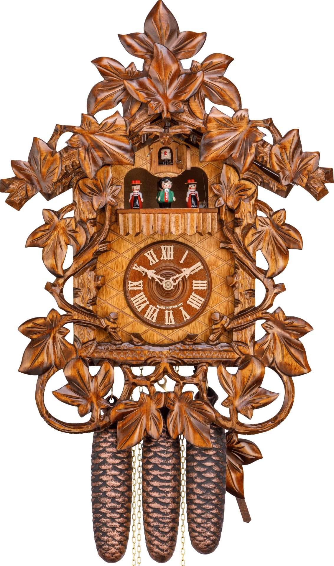 Reloj de cuco estilo “Madera tallada” movimiento mecánico de 8 días 48cm de Hekas