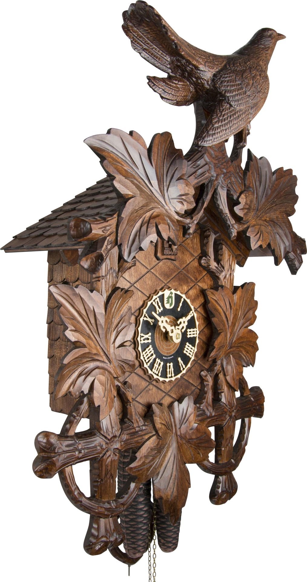 Reloj de cuco estilo “Madera tallada” movimiento mecánico de 8 días 61cm de Hönes