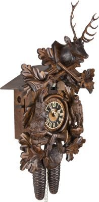 Reloj de cuco estilo “Madera tallada” movimiento mecánico de 8 días 48cm de Hönes