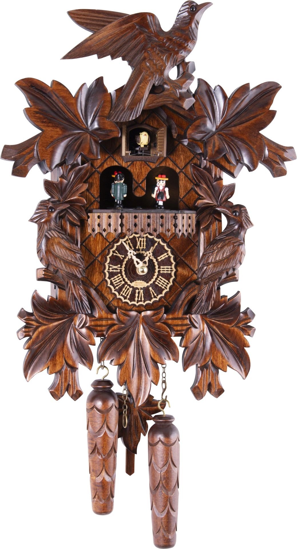 Reloj de cuco estilo “Madera tallada” de cuarzo 42cm de Trenkle Uhren