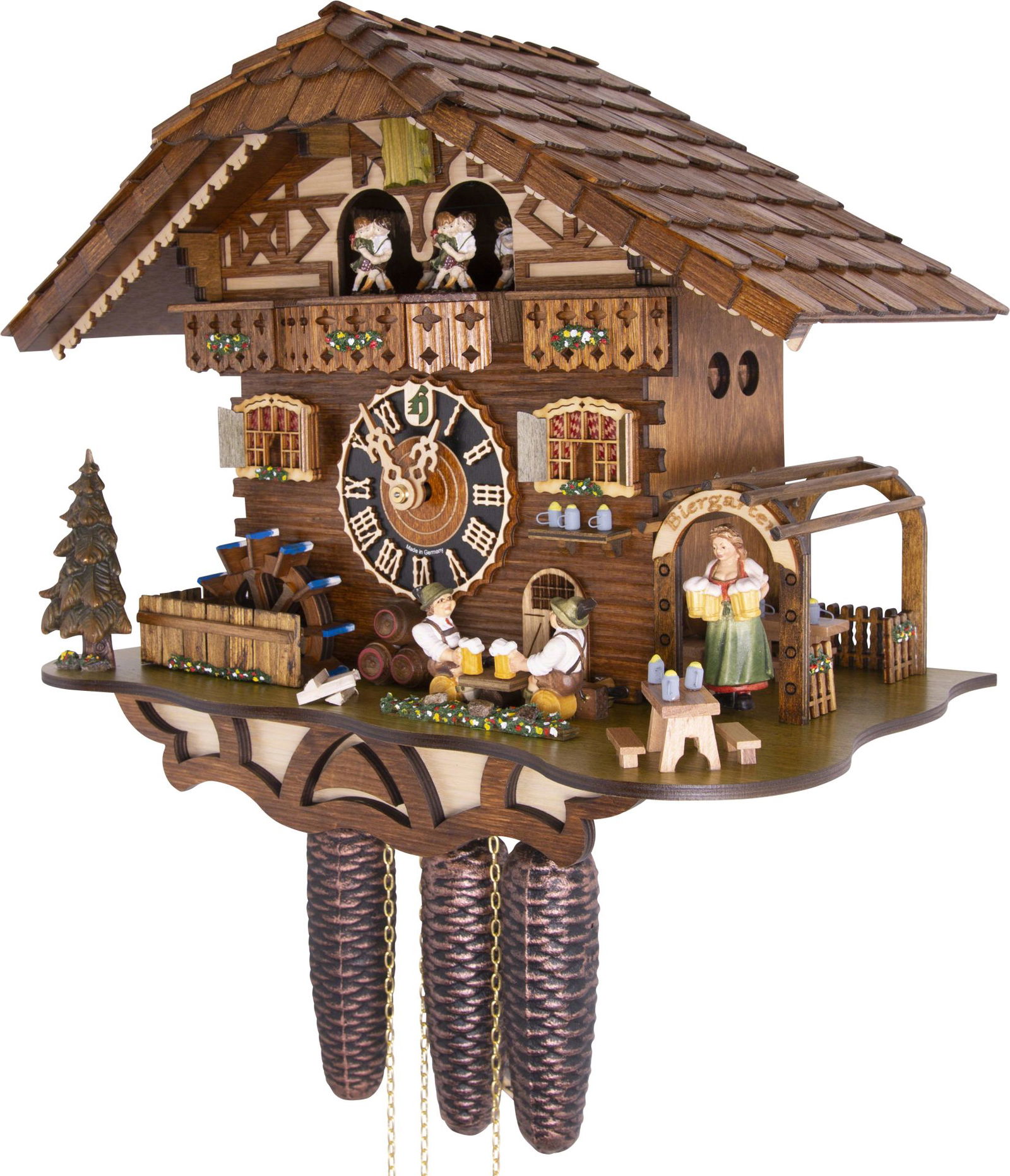 Kuckucksuhr Biergarten Bergblick - 8-Tage Chalet 36cm - Hönes