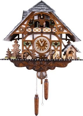 Kuckucksuhr Chalet-Stil Quarz-Uhrwerk 43cm von Engstler