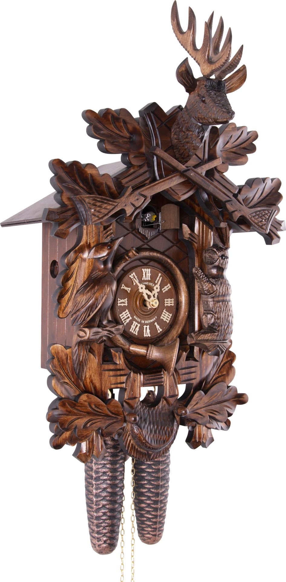 Cuckoo Clock Carved Style 8 Day Movement 48cm by Anton Schneider