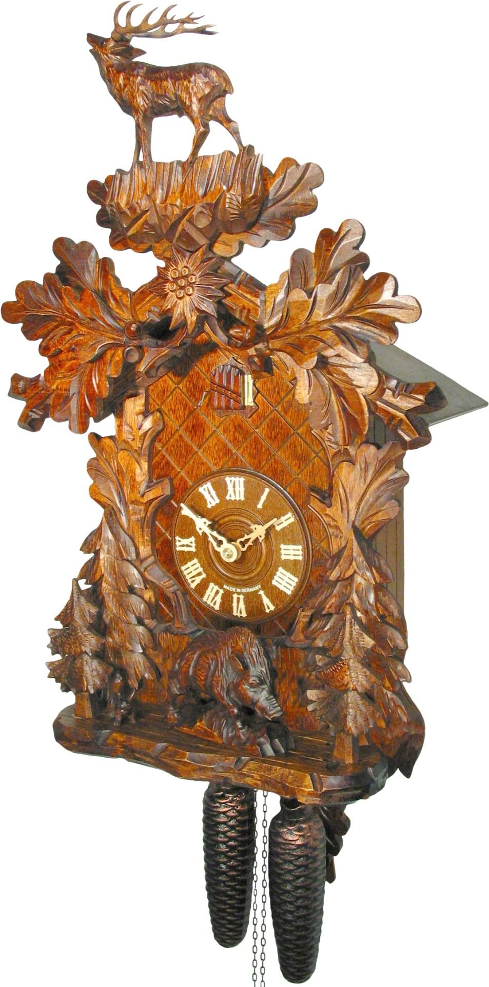 Reloj de cuco estilo “Madera tallada” movimiento mecánico de 8 días 53cm de August Schwer