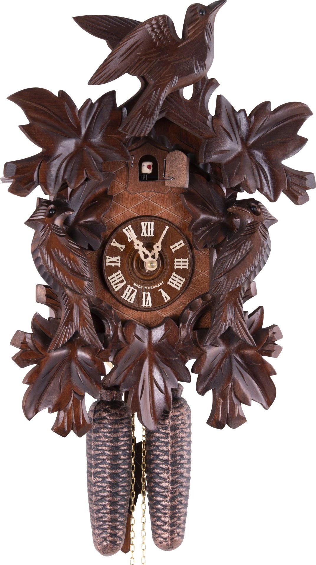 Reloj de cuco estilo “Madera tallada” movimiento mecánico de 8 días 40cm de Hekas