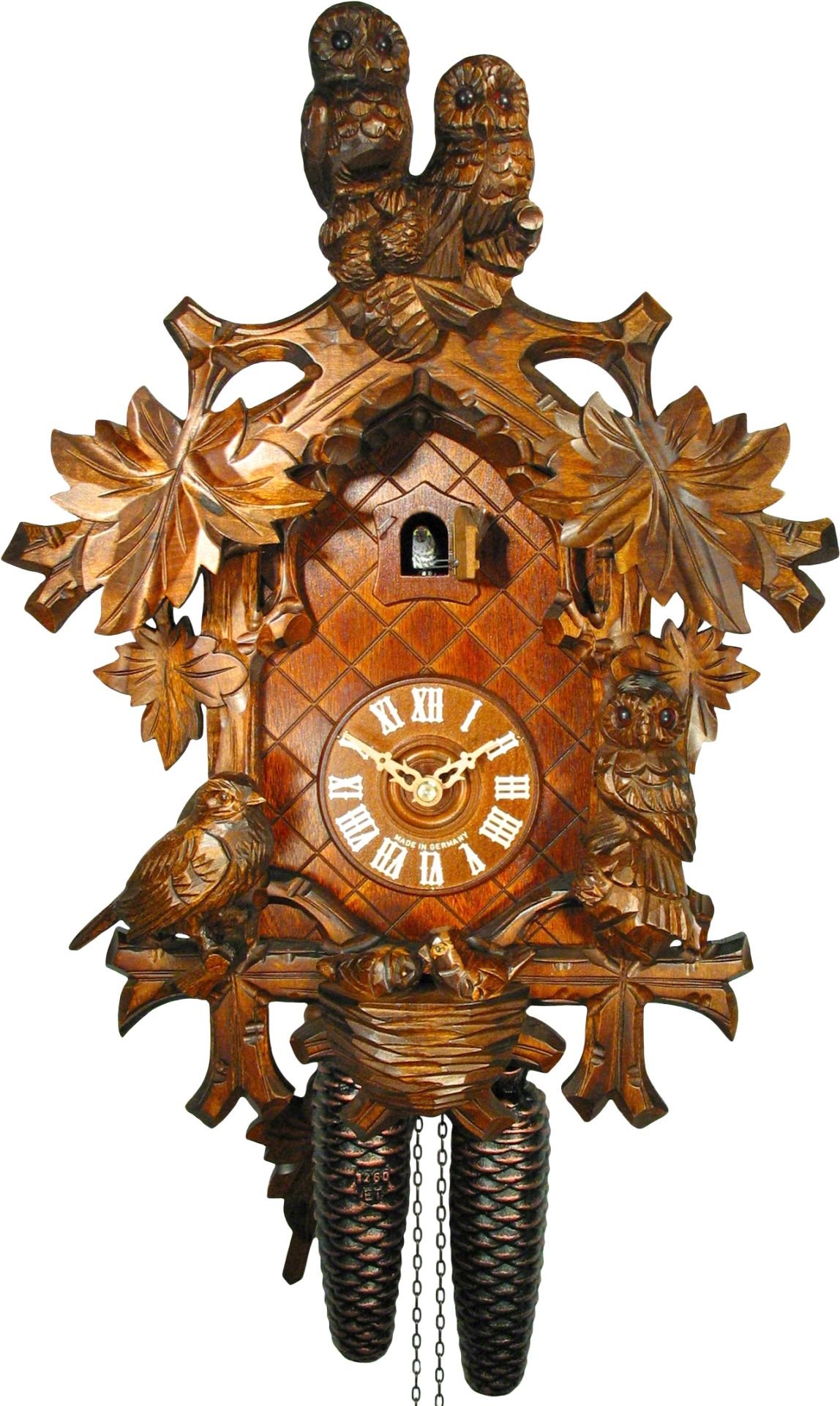 Reloj de cuco estilo “Madera tallada” movimiento mecánico de 8 días 42cm de August Schwer