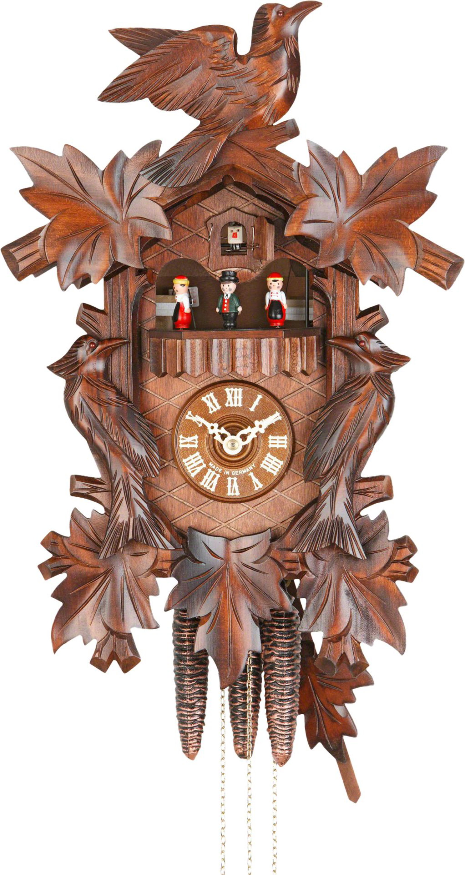 Reloj de cuco estilo “Madera tallada” movimiento mecánico de 1 día 46cm de Hekas
