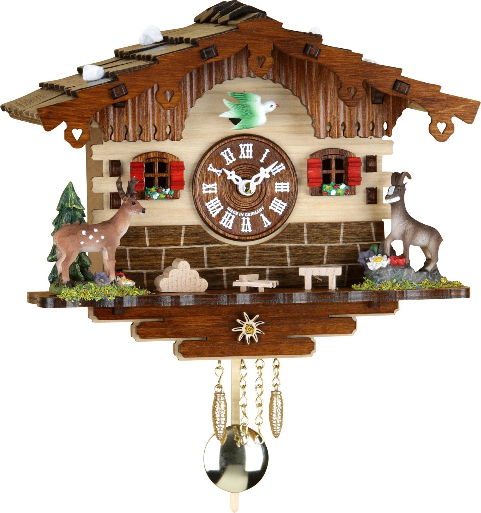 Schwarzwälder Pendeluhr Kuckulino Quarz-Uhrwerk 16cm von Trenkle Uhren