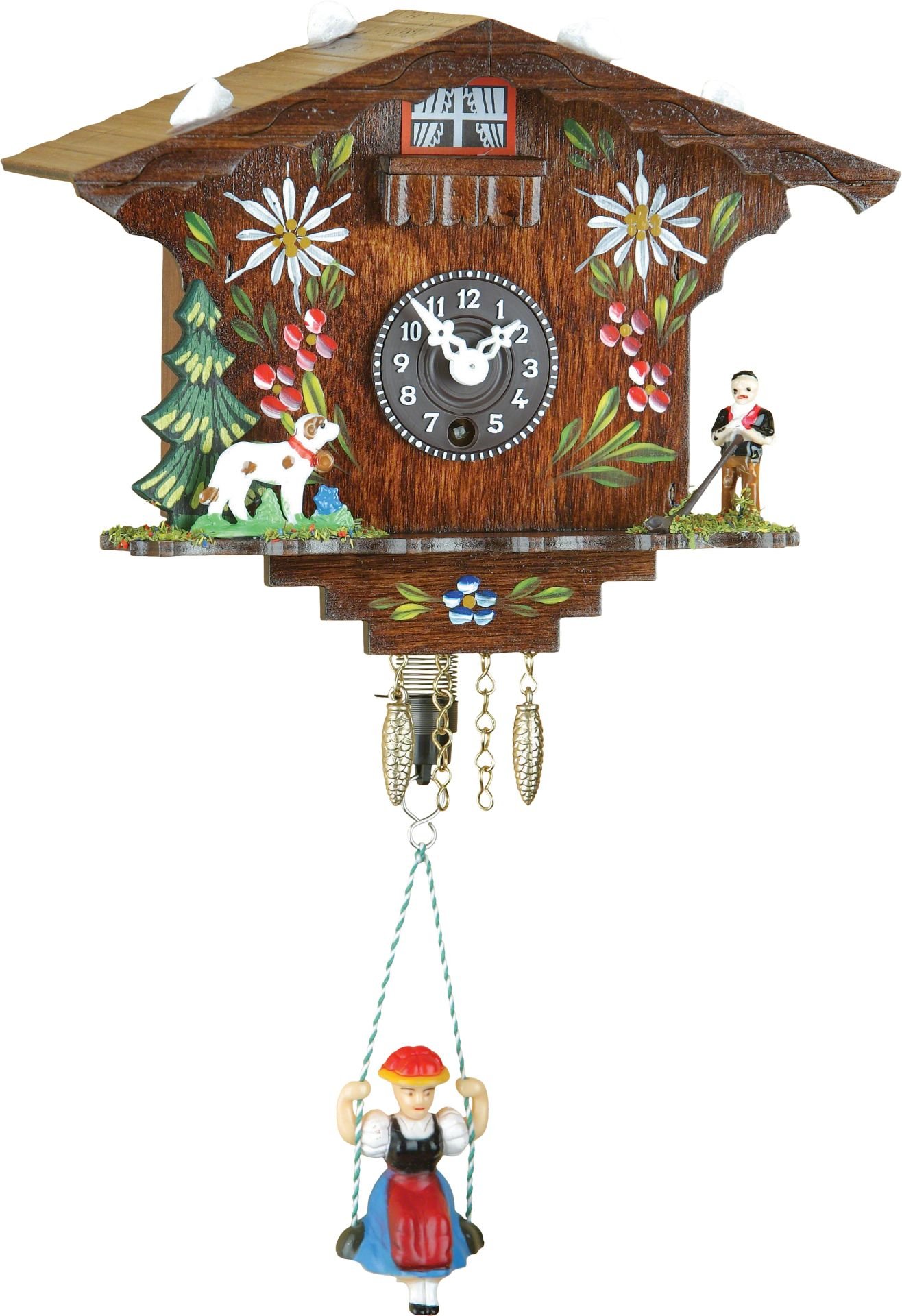 Black Forest Swinging Doll Clock Quartz Movement 14cm by Trenkle Uhren