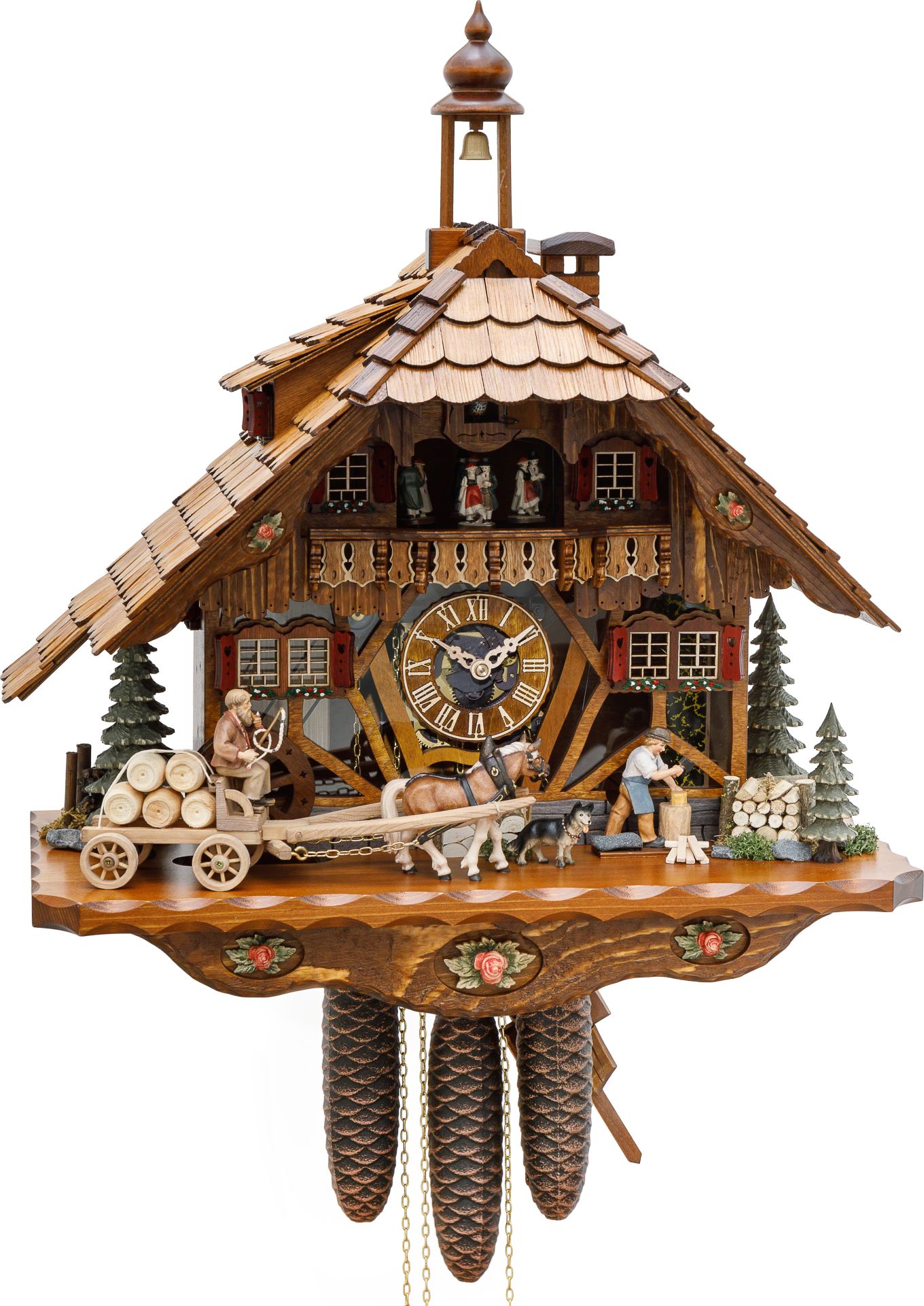 Kuckucksuhr Chalet-Stil 8-Tage-Uhrwerk 55cm von Hekas