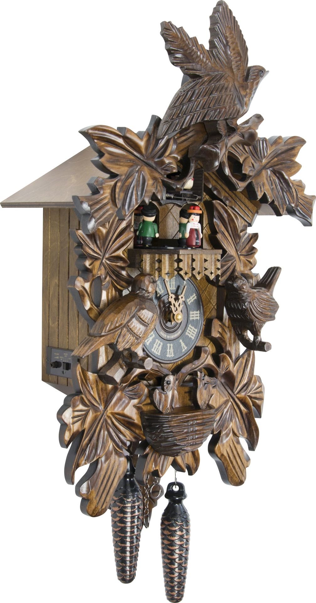 Reloj de cuco estilo “Madera tallada” de cuarzo 45cm de Engstler