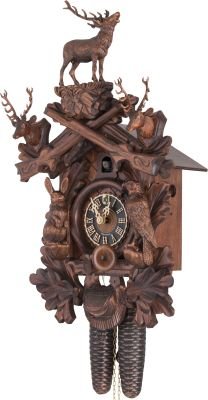 Reloj de cuco estilo “Madera tallada” movimiento mecánico de 8 días 50cm de Hönes