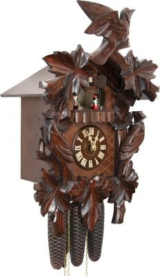 Reloj de cuco estilo “Madera tallada” movimiento mecánico de 8 días 50cm de Hekas
