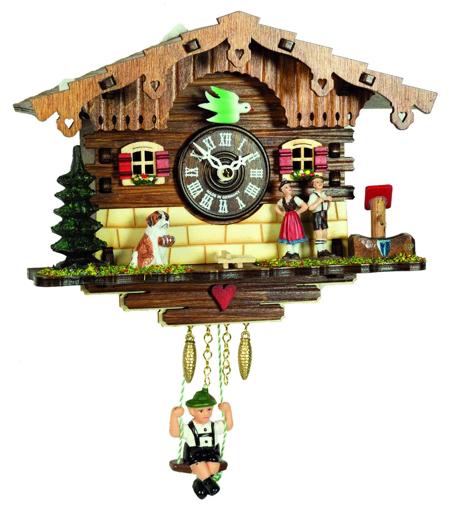 Black Forest Swinging Doll Clock Kuckulino Quartz Movement 20cm by Trenkle Uhren