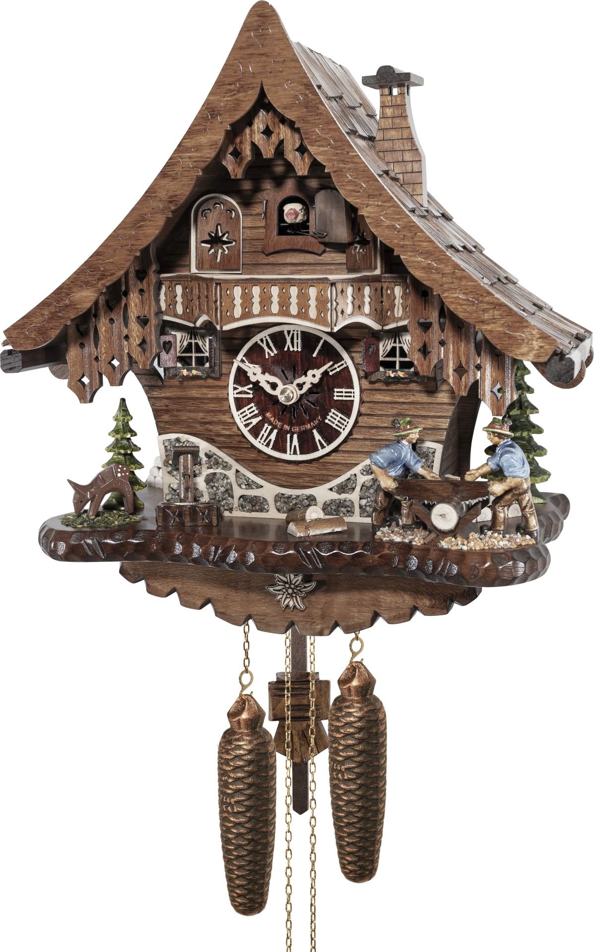 Cuckoo Clock Chalet Style 8 Day Movement 33cm by Engstler